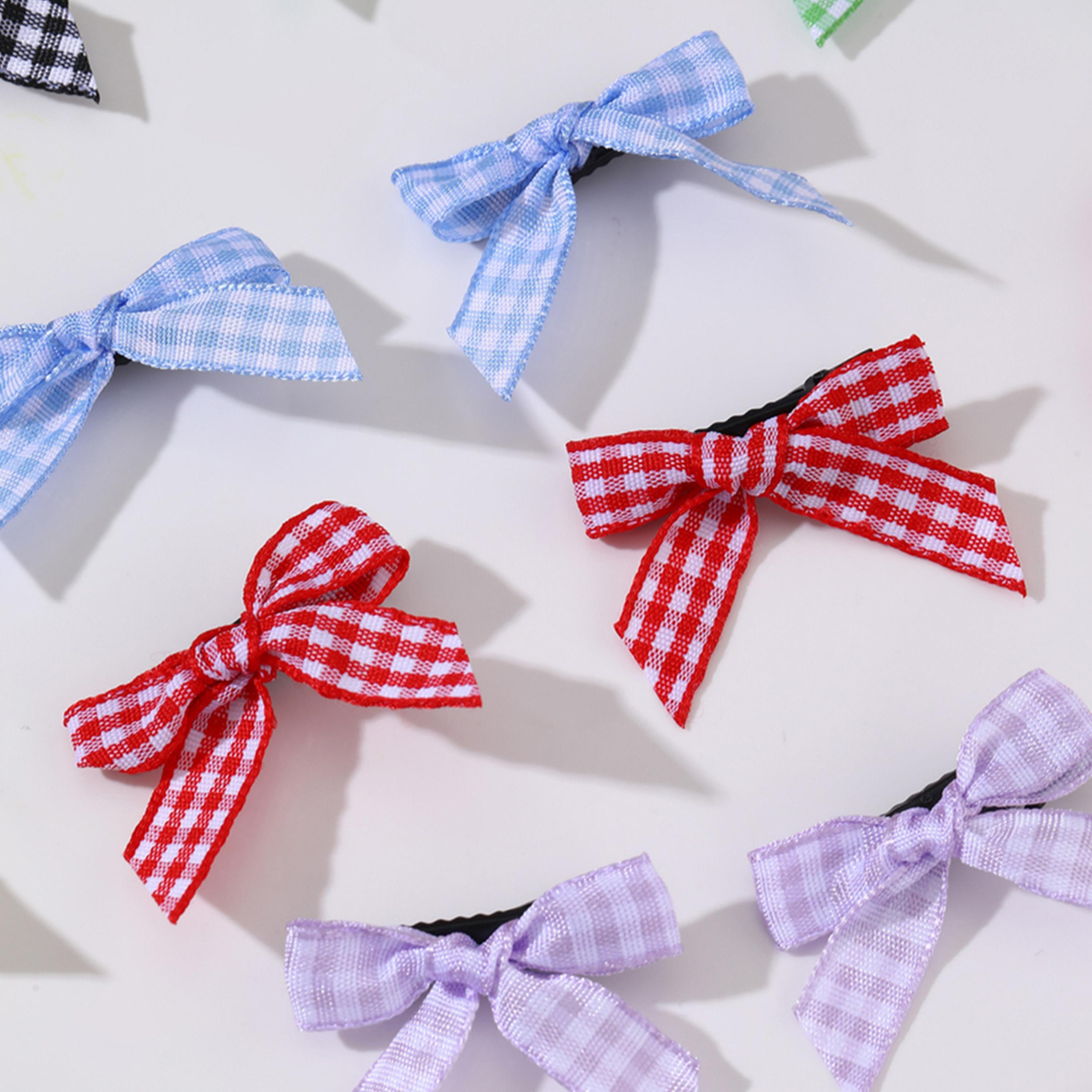 Take Two Set of 15 - Checked Bow Hair Clip-women-hairaccessories-clips-image-2