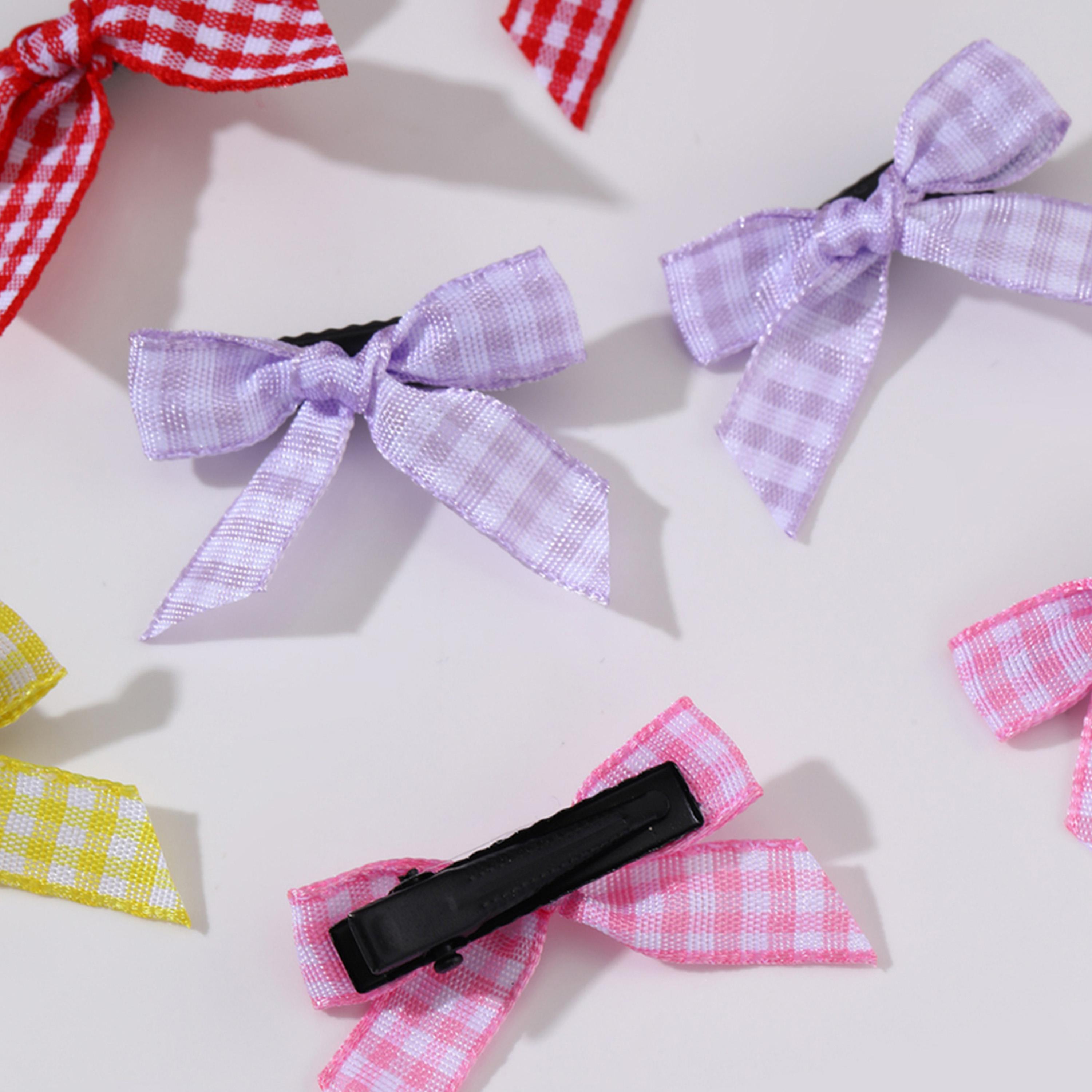 Take Two Set of 15 - Checked Bow Hair Clip-women-hairaccessories-clips-image-3