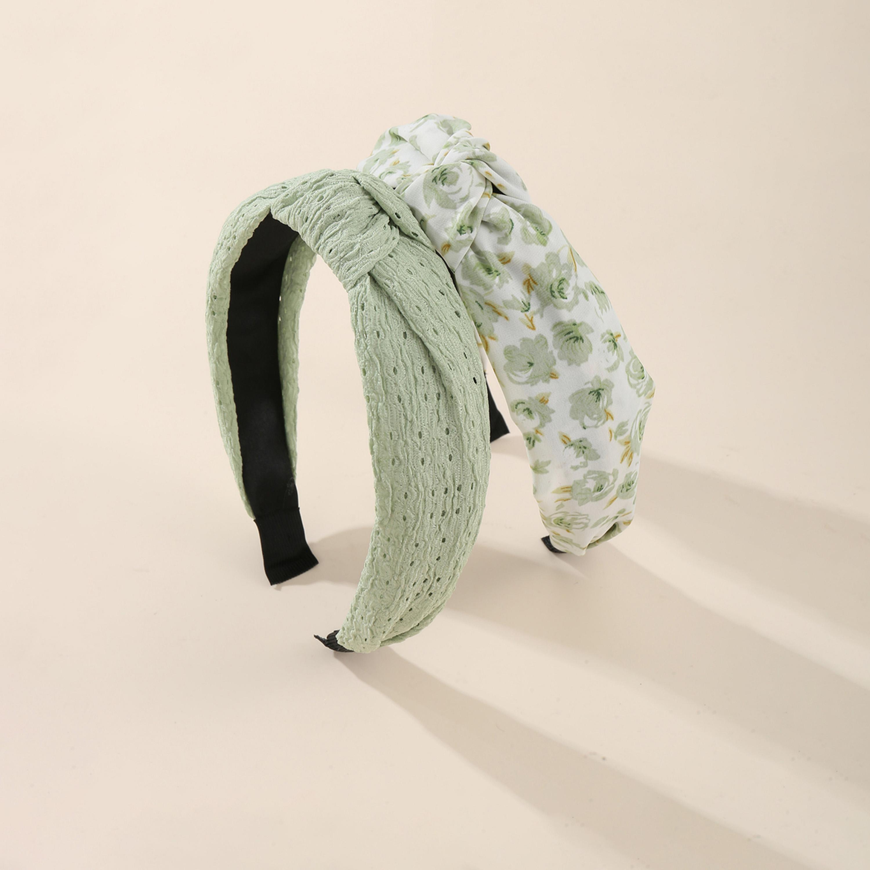 تيك تو - مجموعة من قطعتين - بندانة رأس خضراء بتفاصيل عقدة-women-hairaccessories-bands-image-2