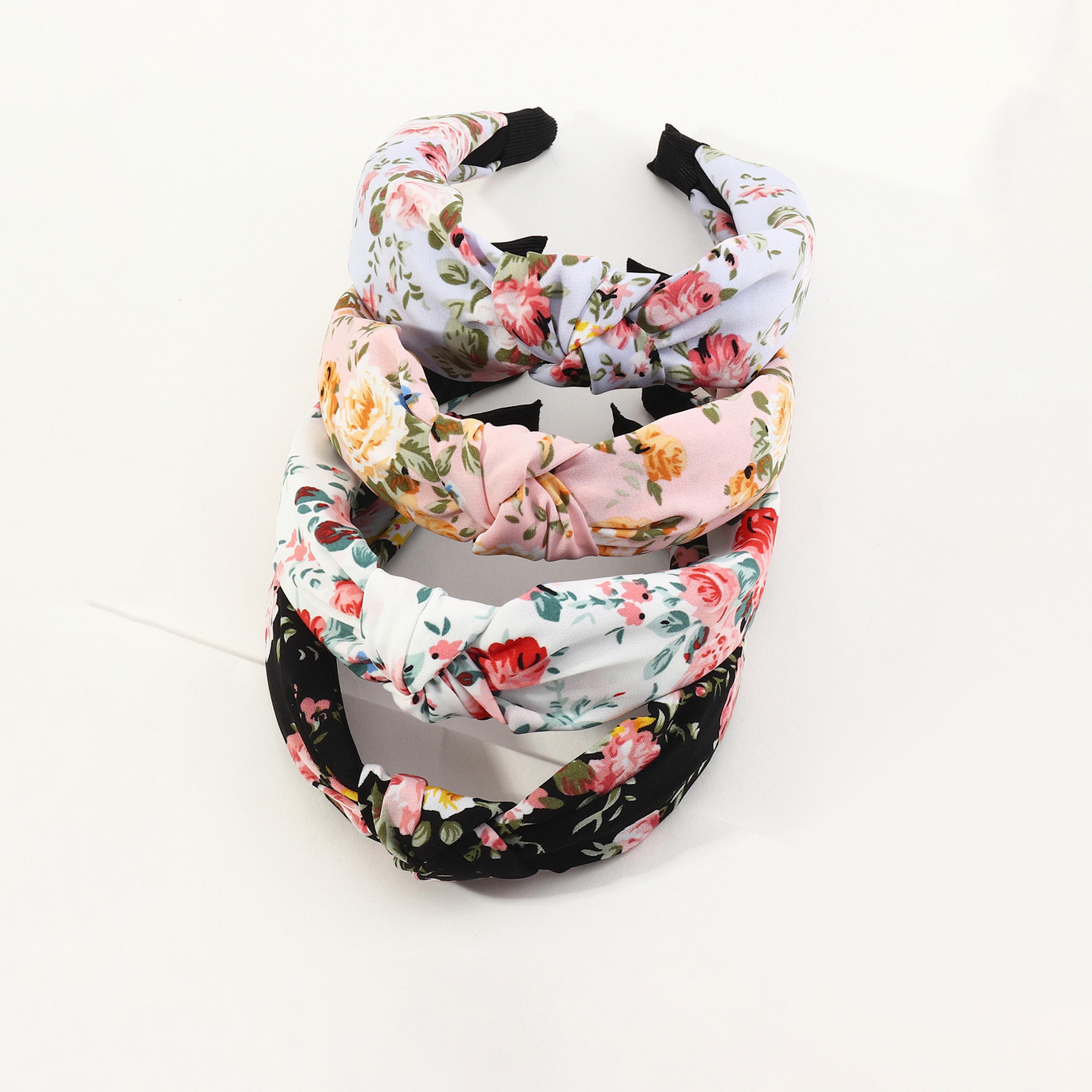 Take Two Set of 4 - Floral Printed Twist Headband-women-hairaccessories-bands-image-1