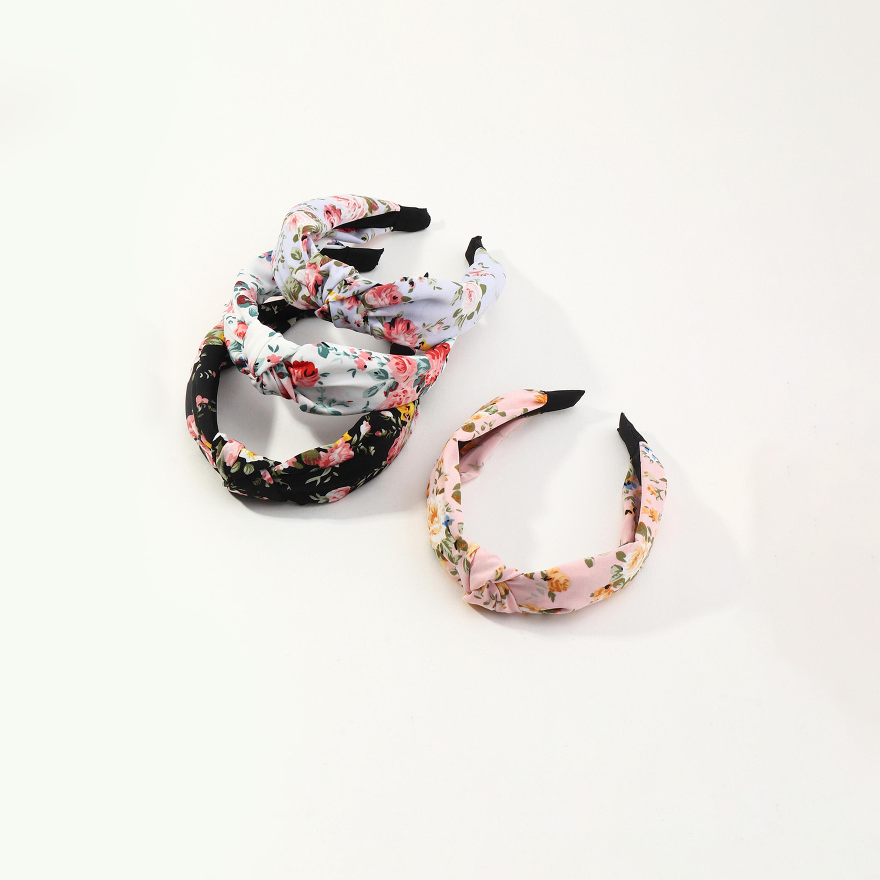 Take Two Set of 4 - Floral Printed Twist Headband-women-hairaccessories-bands-image-4
