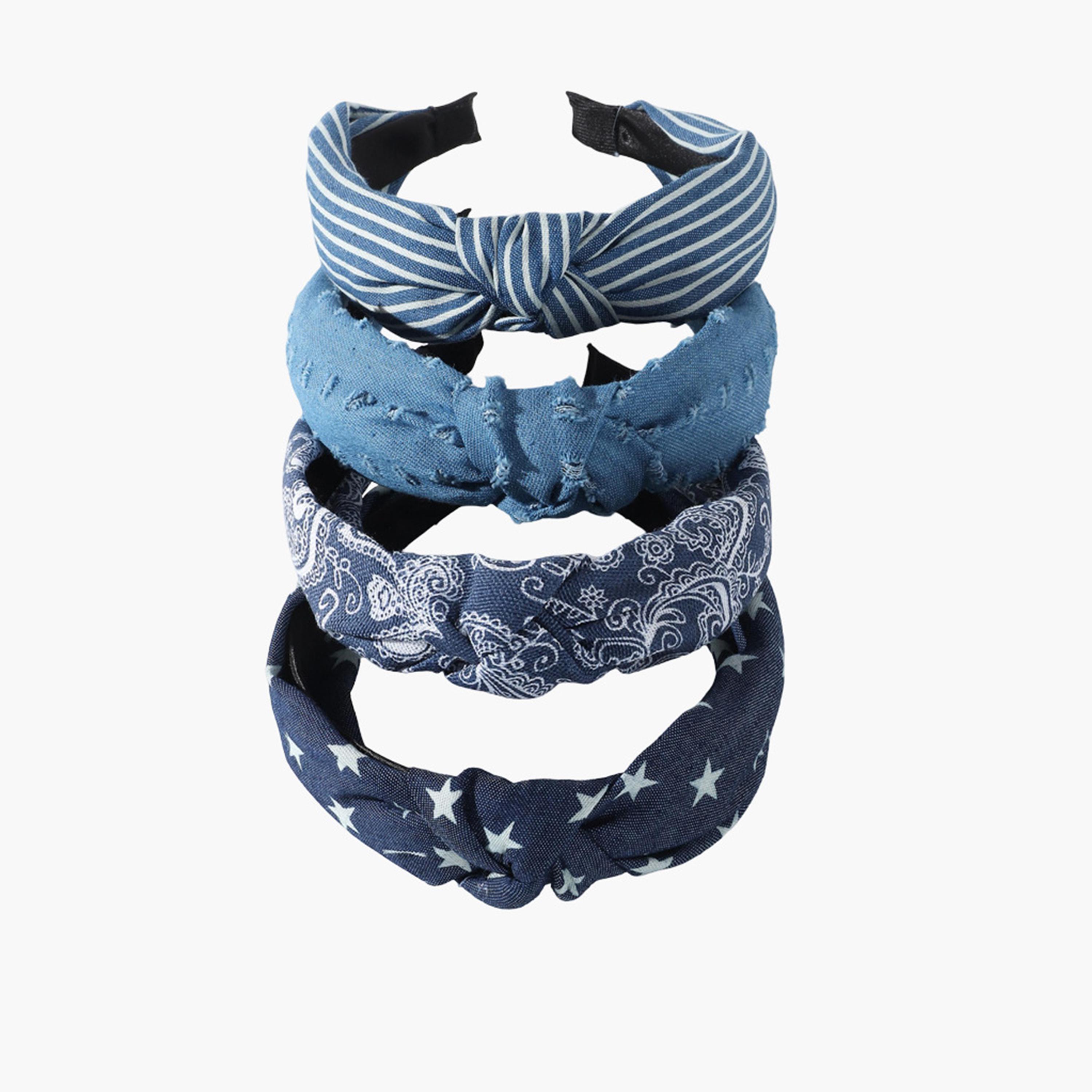 تيك تو - مجموعة من 4 قطع - بندانة رأس ملتوية مطبوعة-women-hairaccessories-bands-image-1