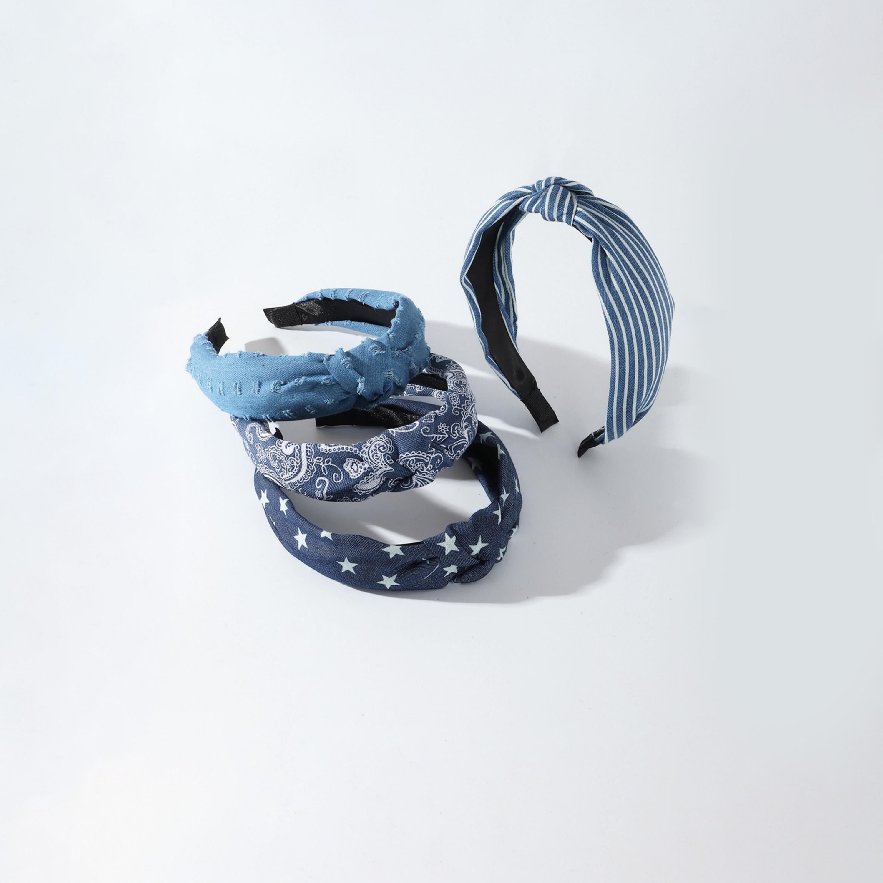 تيك تو - مجموعة من 4 قطع - بندانة رأس ملتوية مطبوعة-women-hairaccessories-bands-image-4
