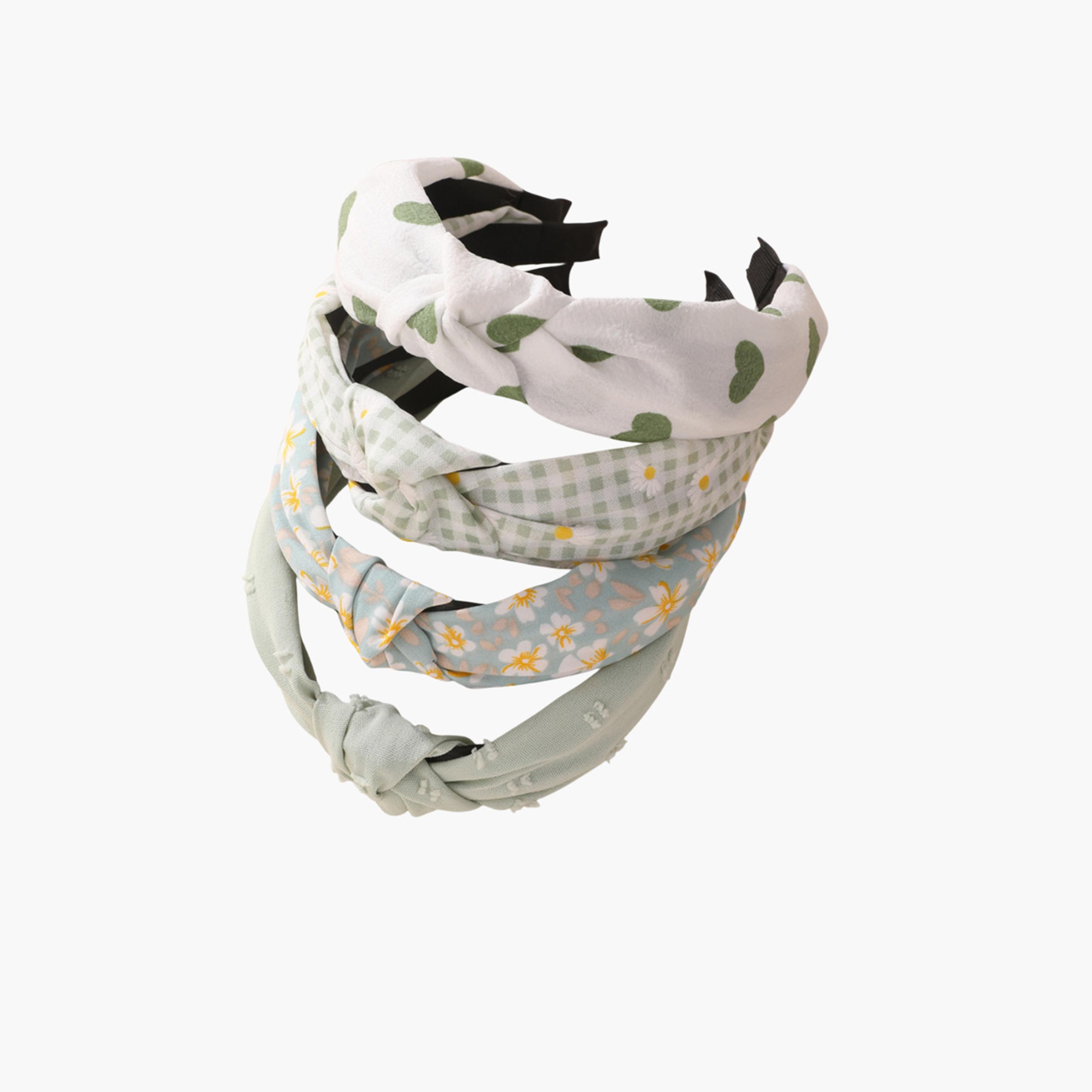 Take Two Set of 4 - Printed Knot Detail Headband-women-hairaccessories-bands-image-1