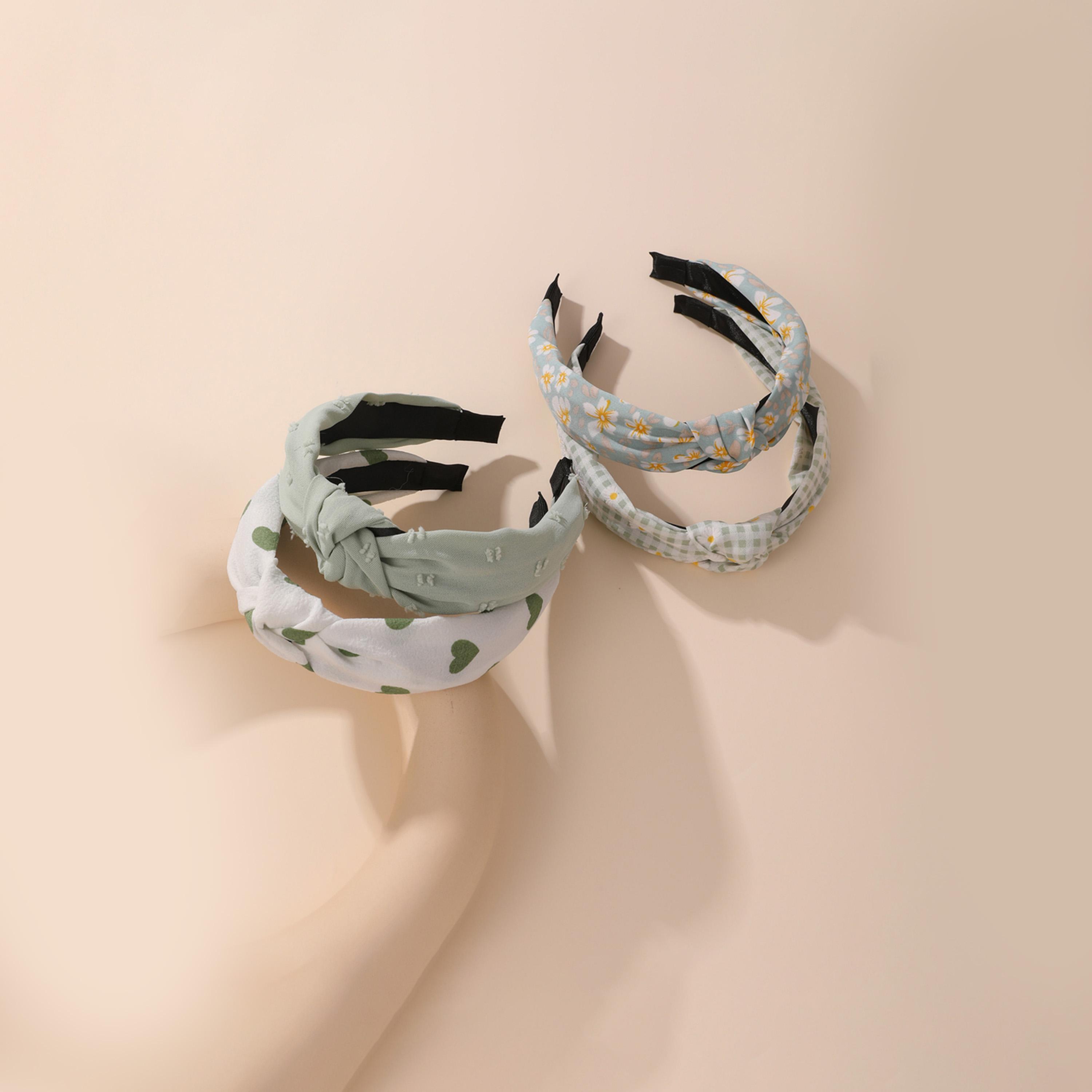 تيك تو - مجموعة من 4 قطع - بندانة رأس مطبوعة بتفاصيل عقدة-women-hairaccessories-bands-image-6
