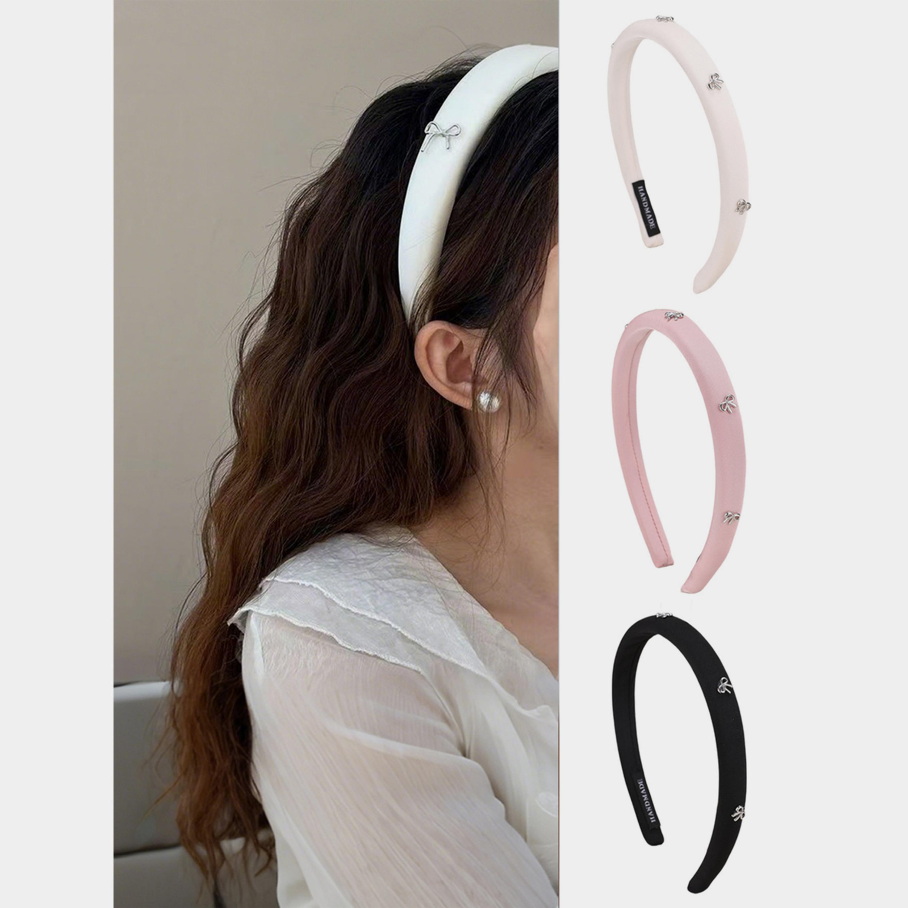 Take Two Set of 3 - Solid Bow Embellished Headband-women-hairaccessories-bands-image-2