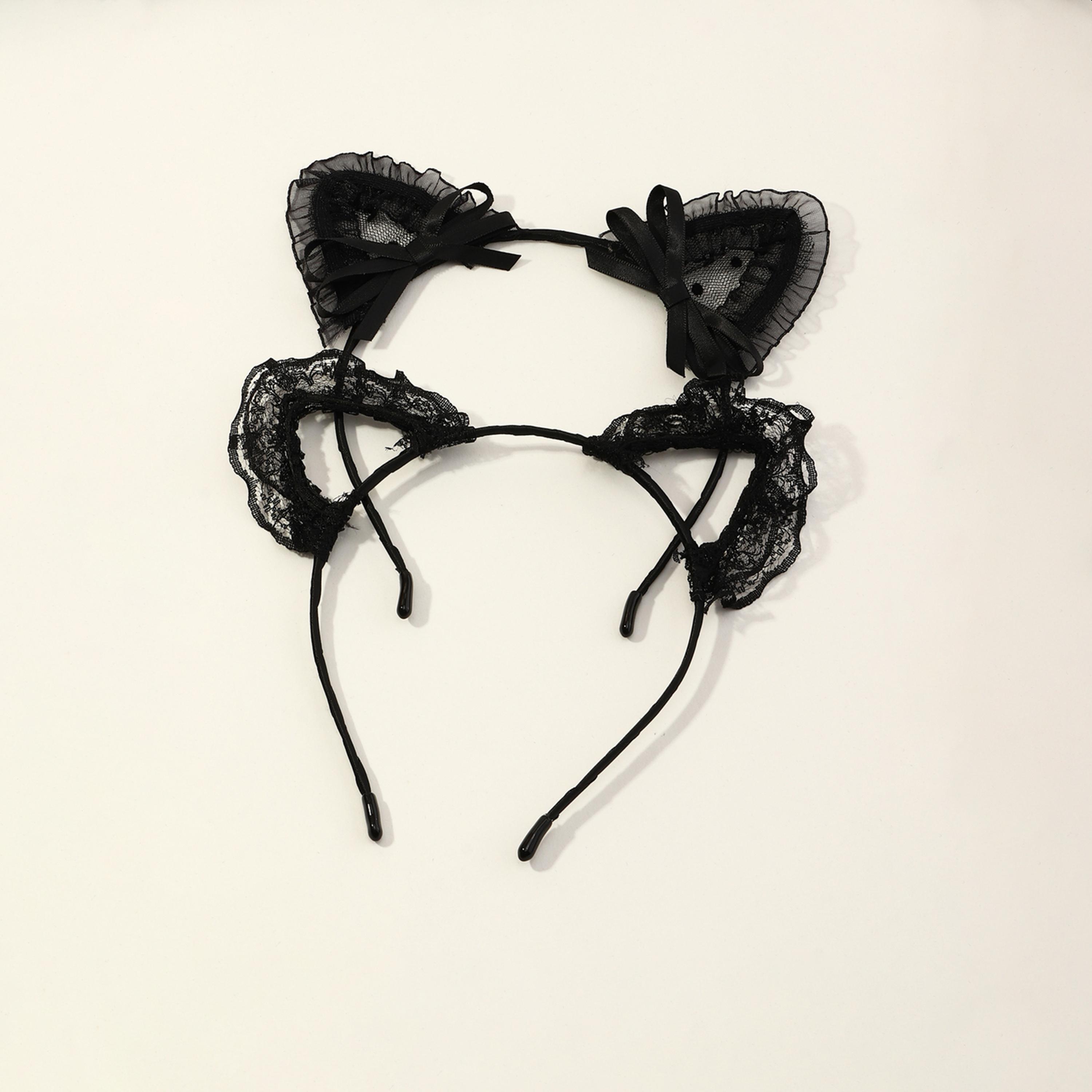 تيك تو - مجموعة من قطعتين - بندانة رأس من الدانتيل على شكل أذن قطة-women-hairaccessories-bands-image-1