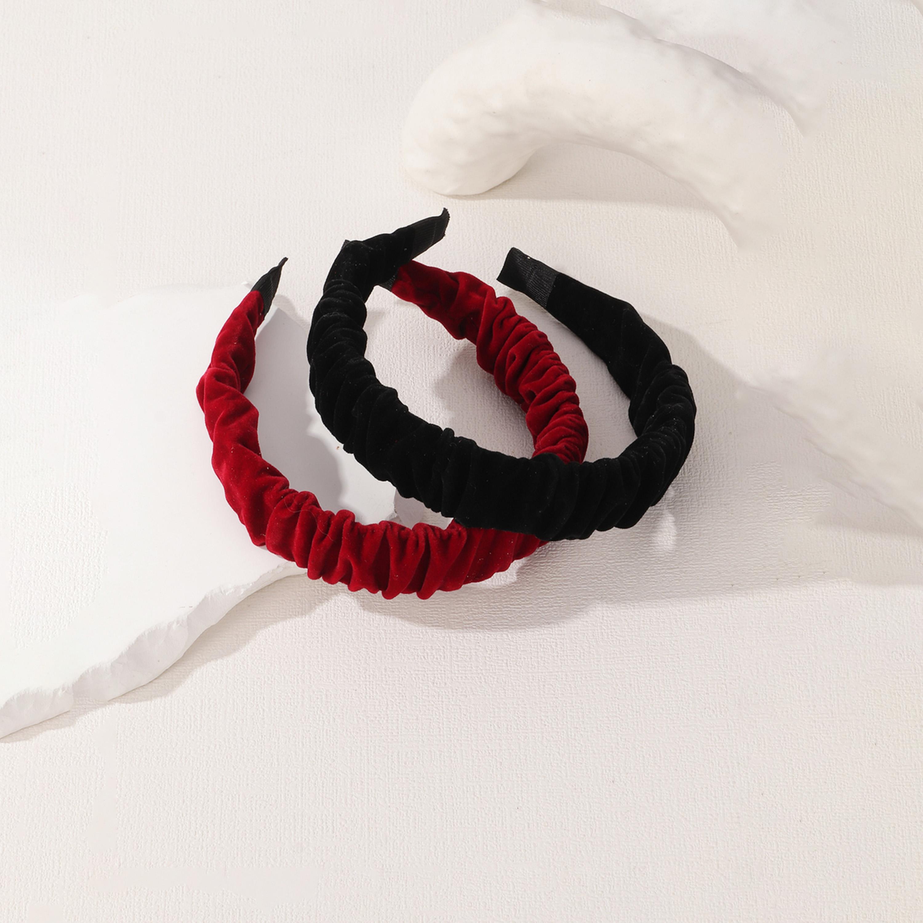 تيك تو - مجموعة من قطعتين - بندانة رأس مخملية الملمس-women-hairaccessories-bands-image-6