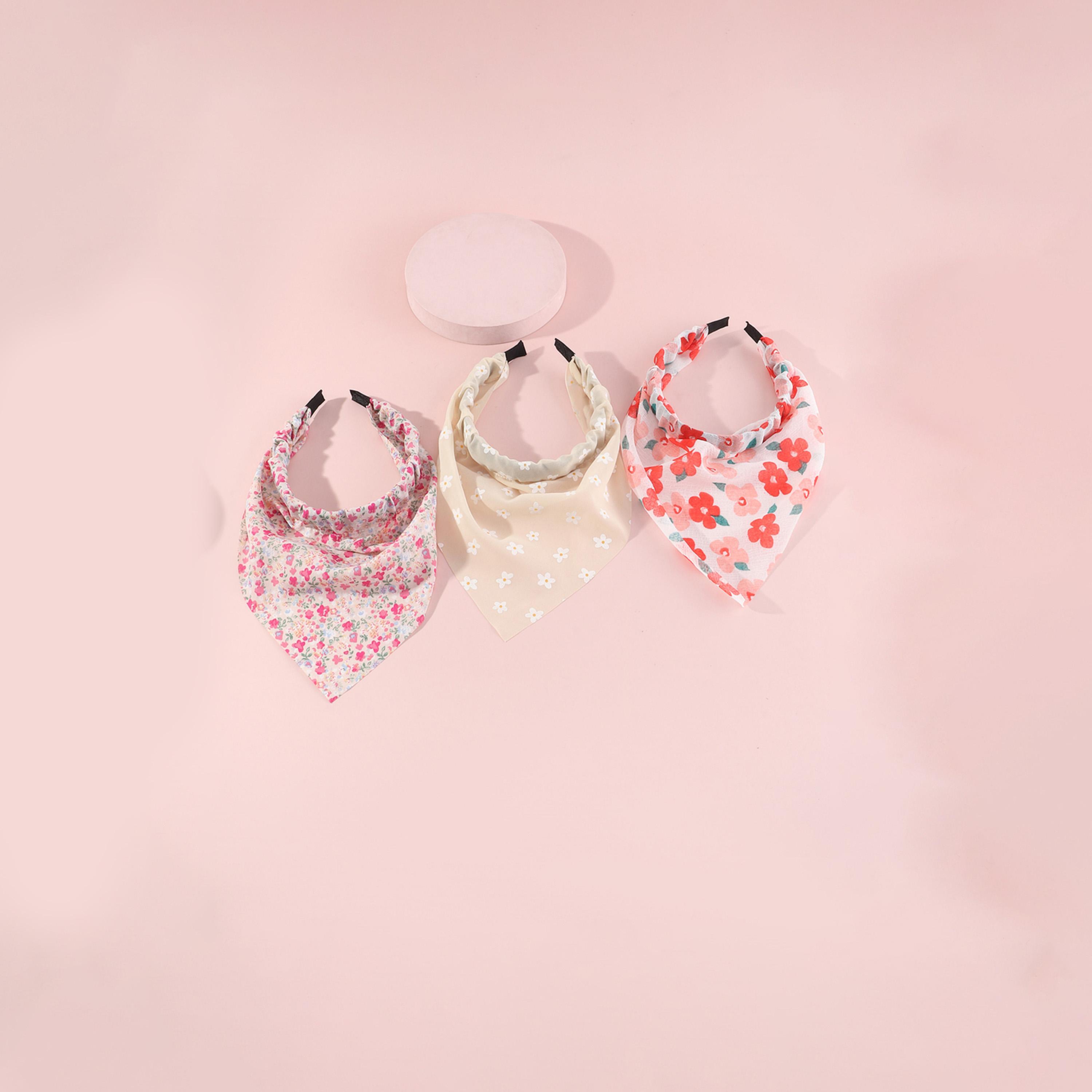 Take Two Set of 3 - Floral Printed Triangle Headscarf-women-hairaccessories-others-image-4