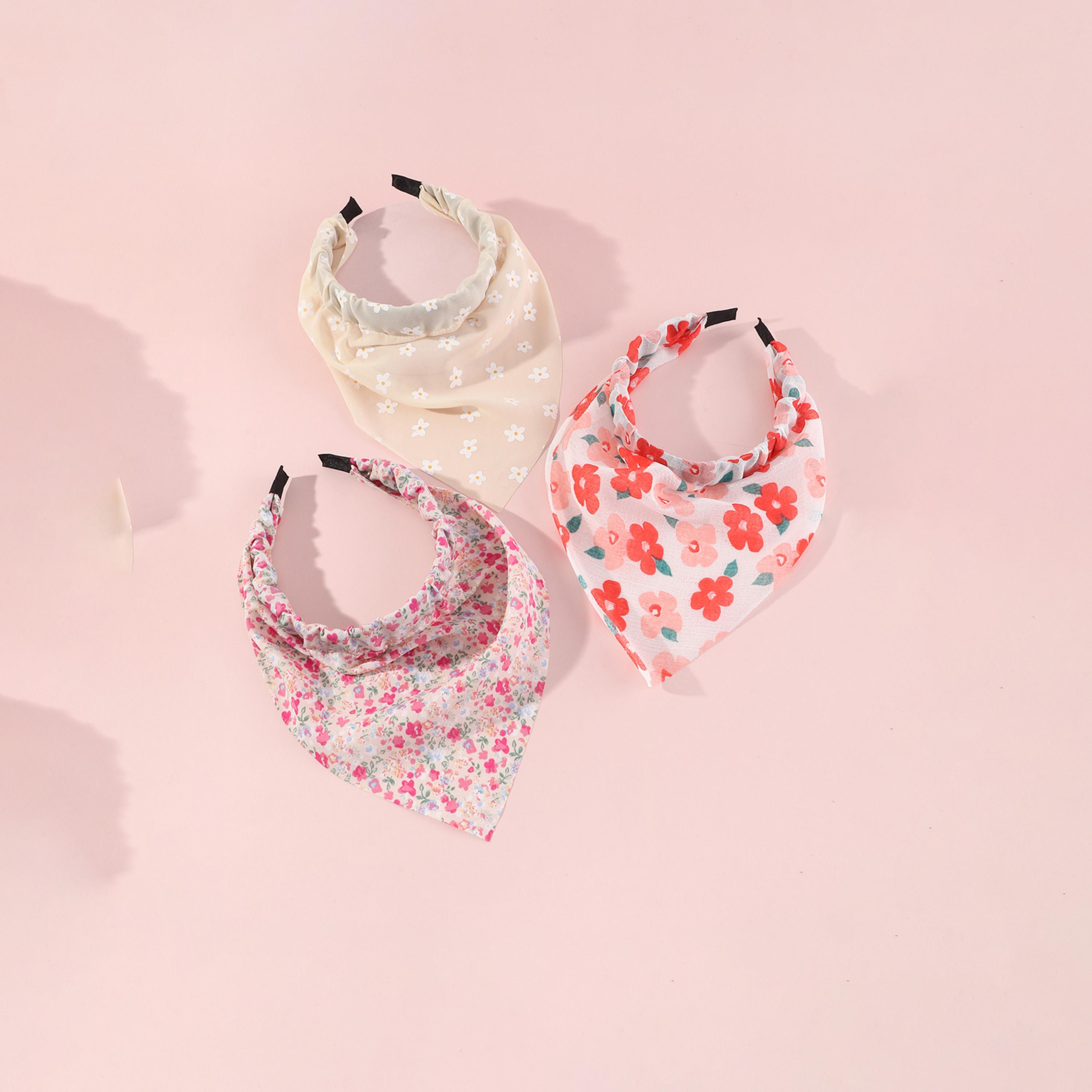Take Two Set of 3 - Floral Printed Triangle Headscarf-women-hairaccessories-others-image-5