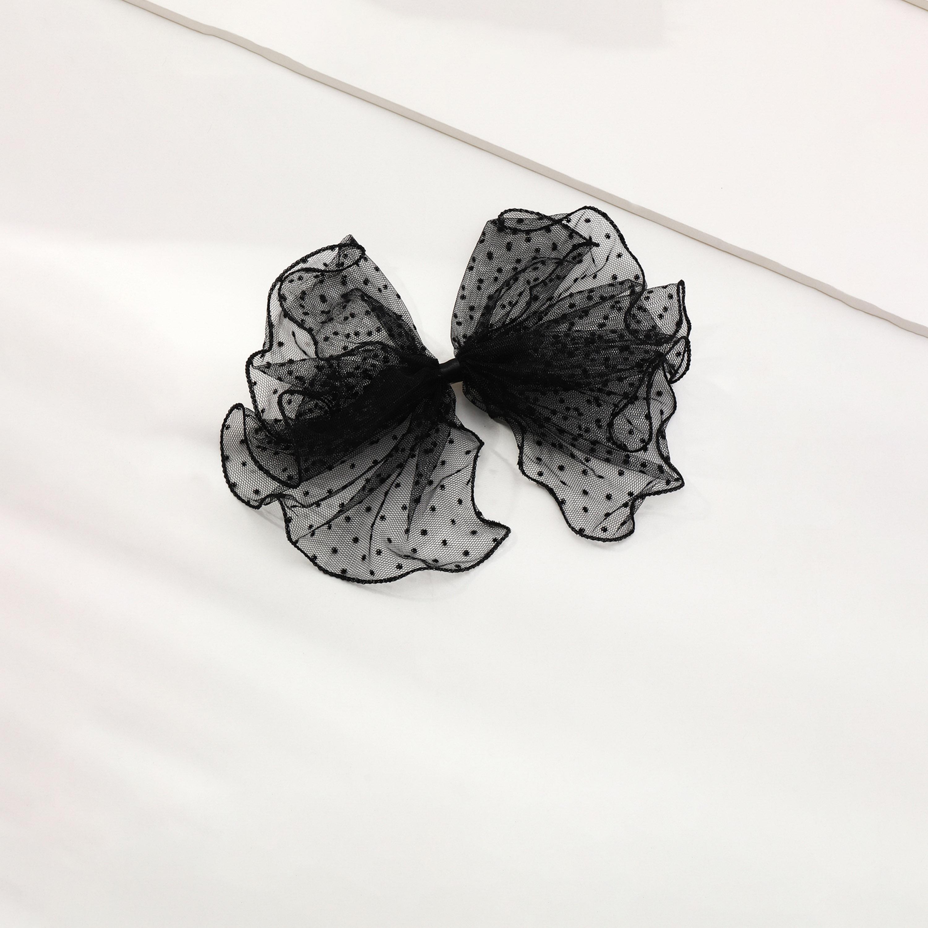 تيك تو - مشبك شعر شبكي منقط على شكل فيونكة-women-hairaccessories-clips-image-1