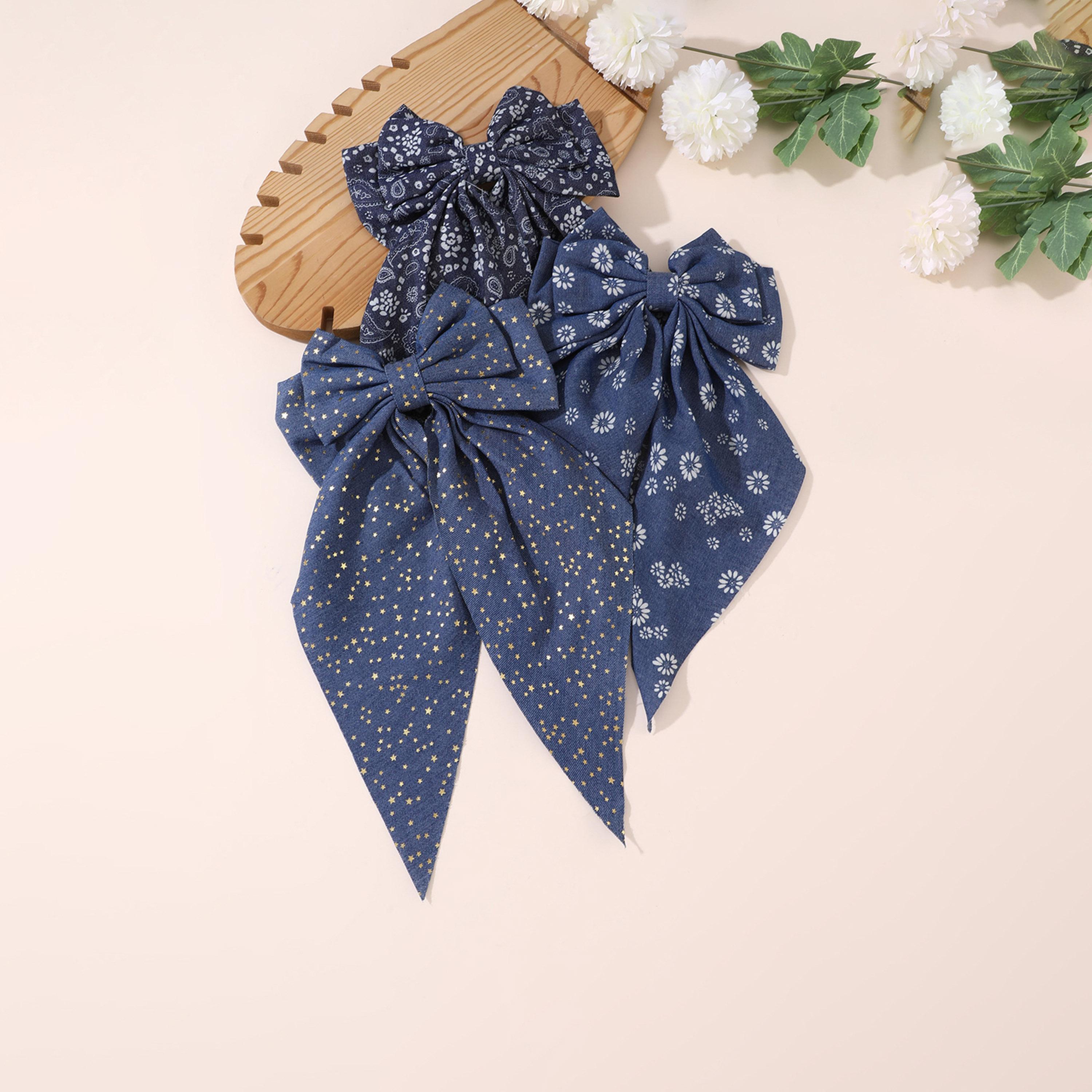 تيك تو - طقم 3 مشابك شعر بشريط مطبوع عليه زهور-women-hairaccessories-clips-image-1