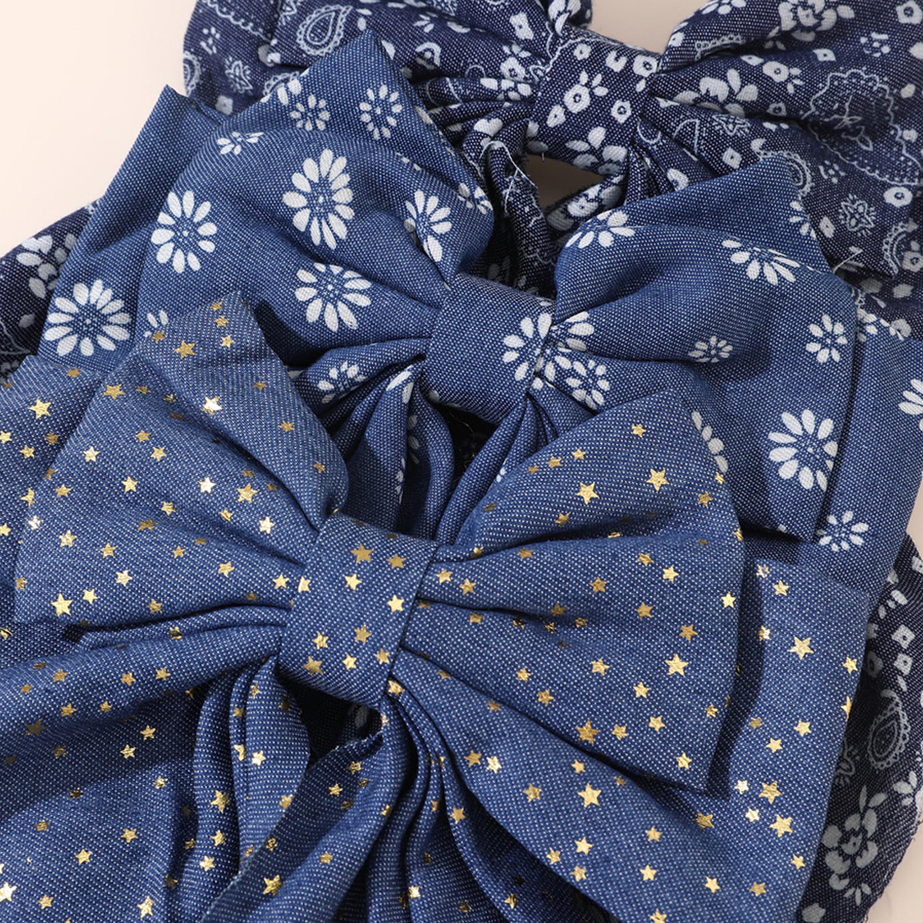 Take Two Set of 3 - Floral Printed Ribbon Hair Clip-women-hairaccessories-clips-image-4