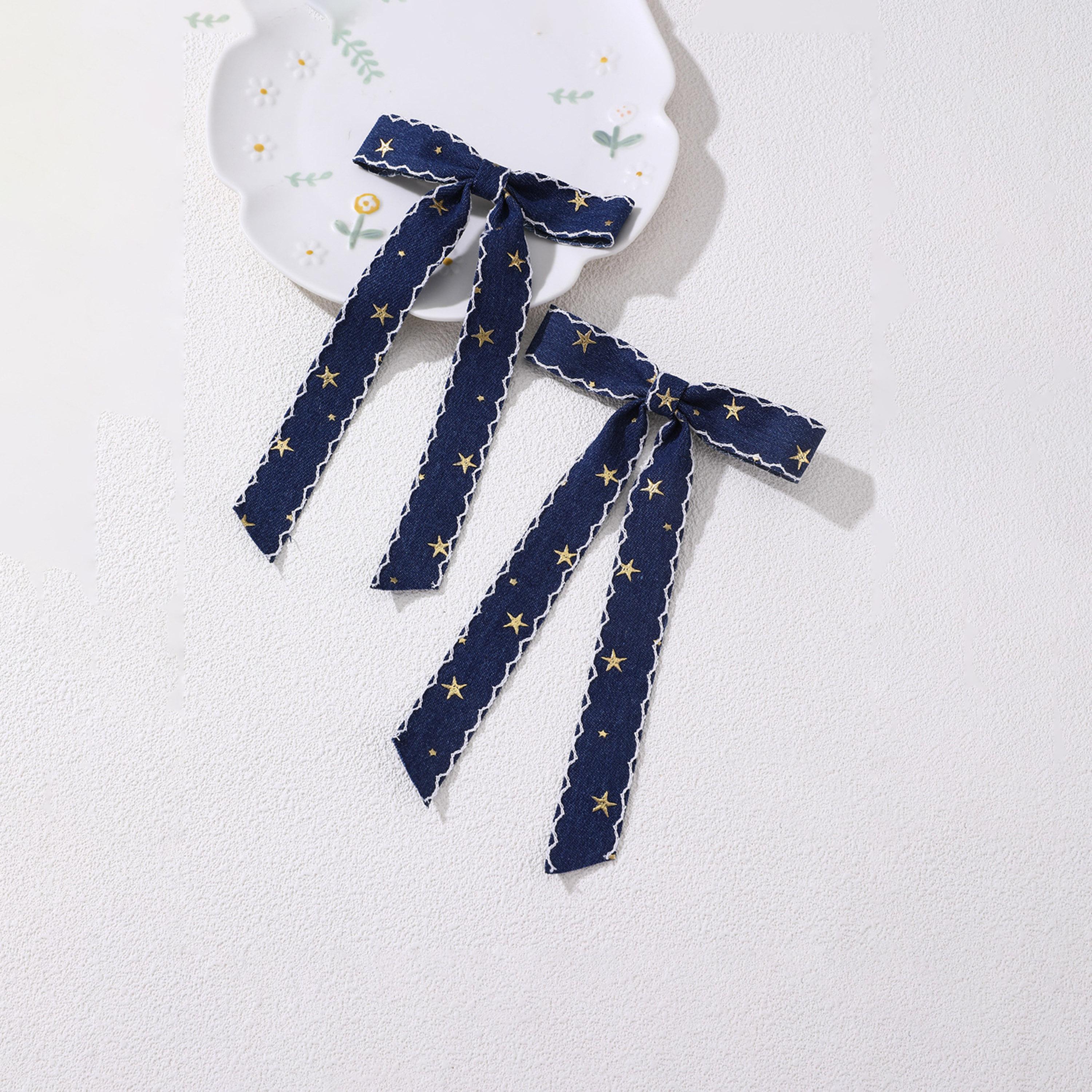 تيك تو - طقم قطعتين - مشبك شعر على شكل فيونكة مطبوعة على شكل نجمة-women-hairaccessories-clips-image-1