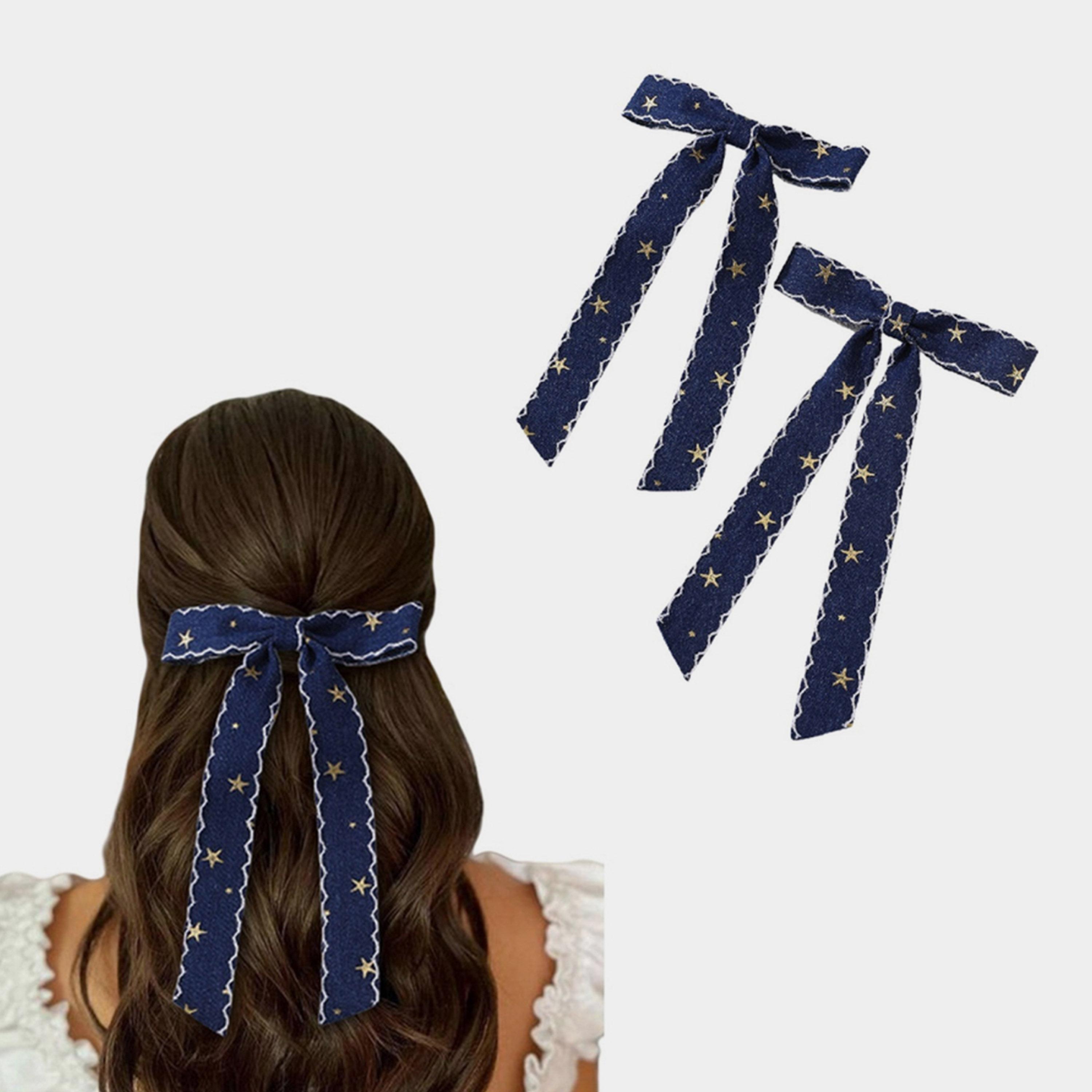 تيك تو - طقم قطعتين - مشبك شعر على شكل فيونكة مطبوعة على شكل نجمة-women-hairaccessories-clips-image-3
