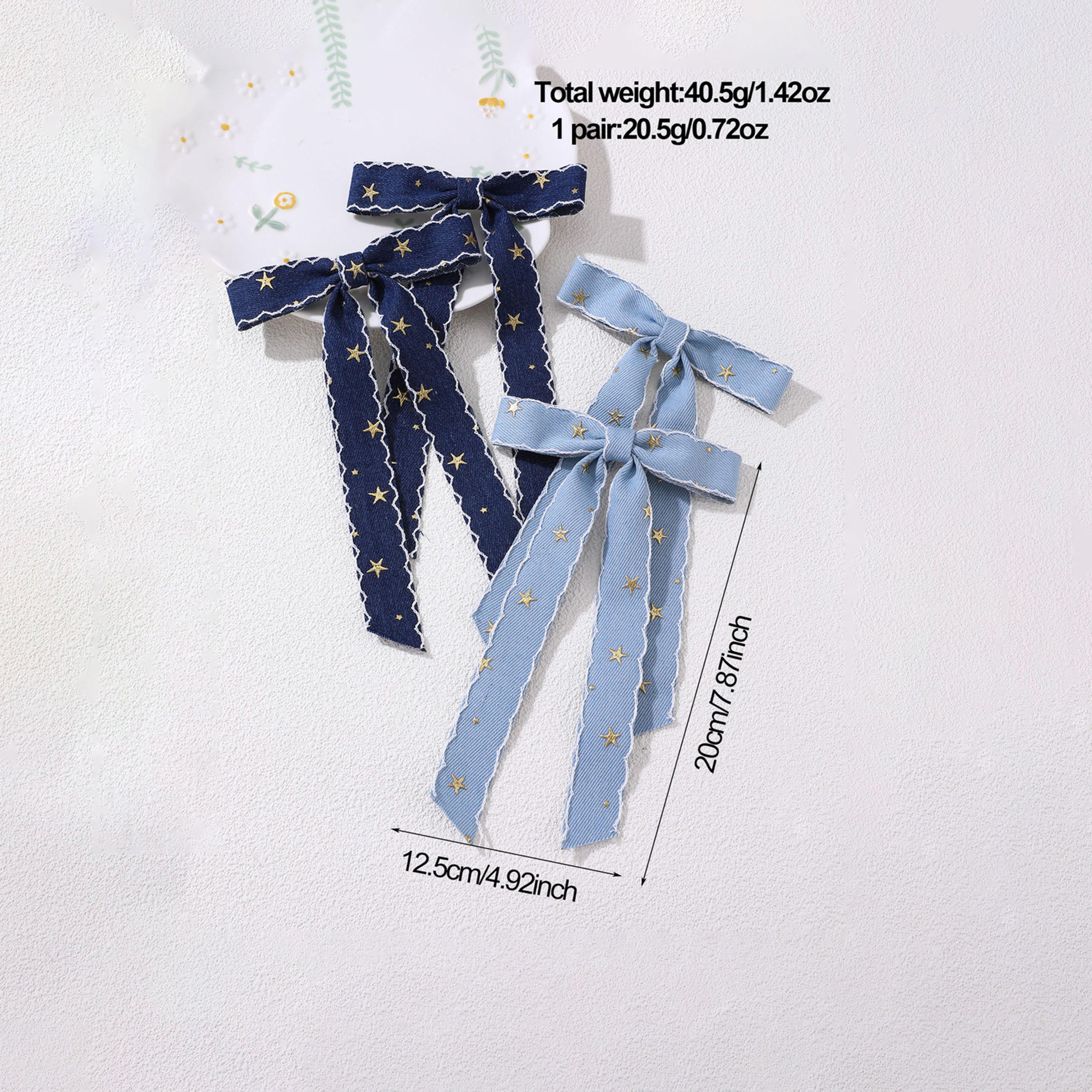 تيك تو - طقم قطعتين - مشبك شعر على شكل فيونكة مطبوعة على شكل نجمة-women-hairaccessories-clips-image-4