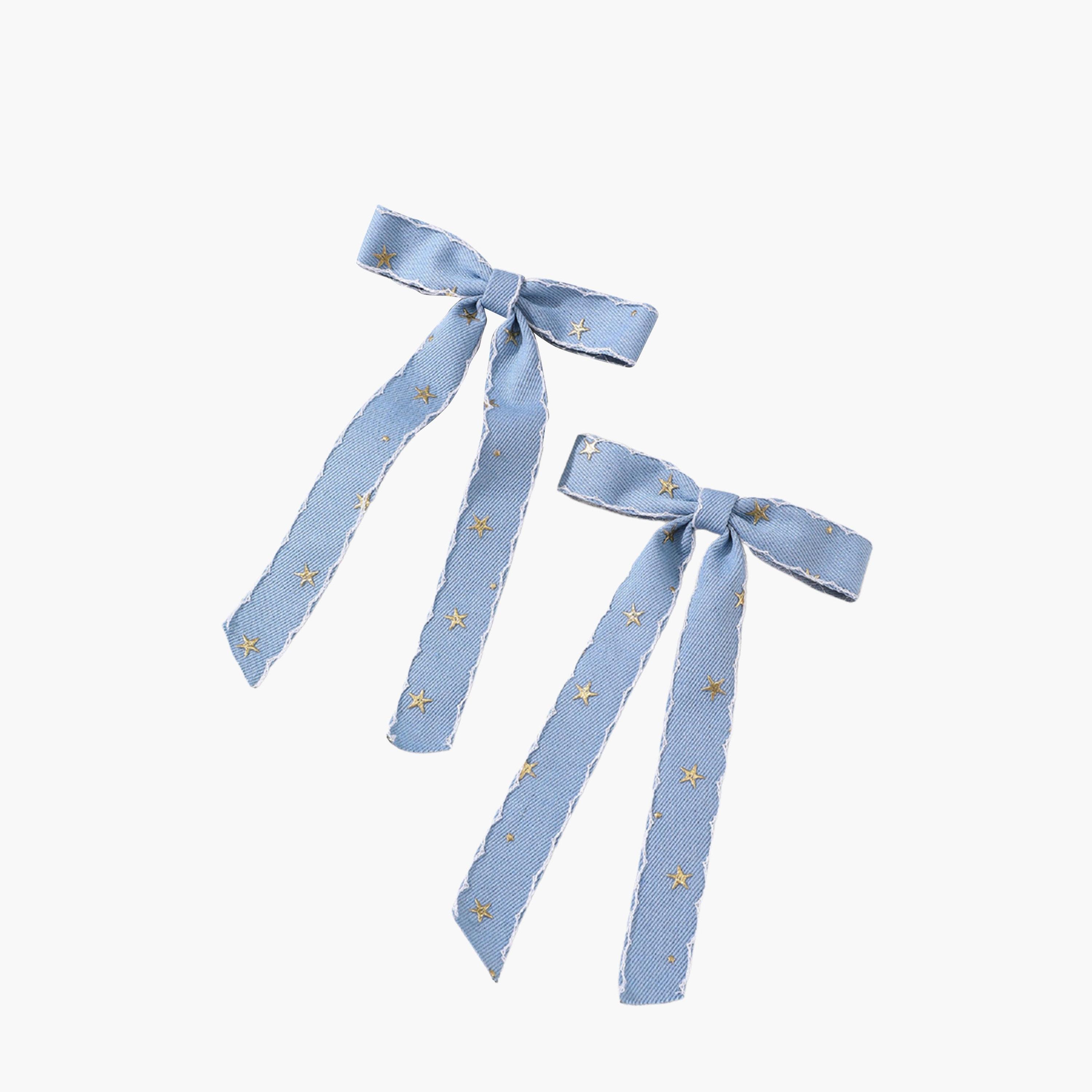 تيك تو - طقم قطعتين - مشبك شعر على شكل فيونكة مطبوعة على شكل نجمة-women-hairaccessories-clips-image-1