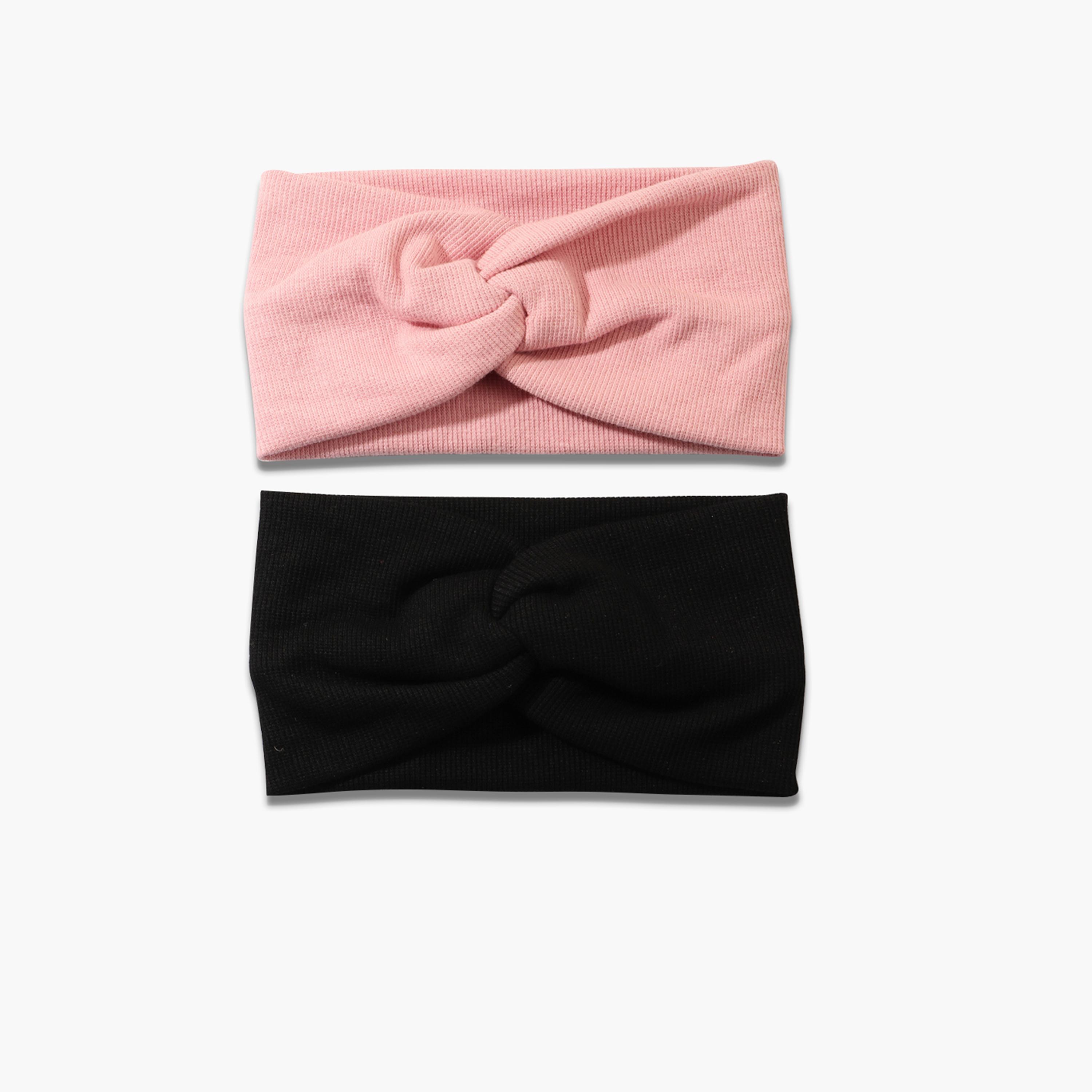 تيك تو - طقم قطعتين - بندانة رأس ملتوية صلبة-women-hairaccessories-bands-image-1