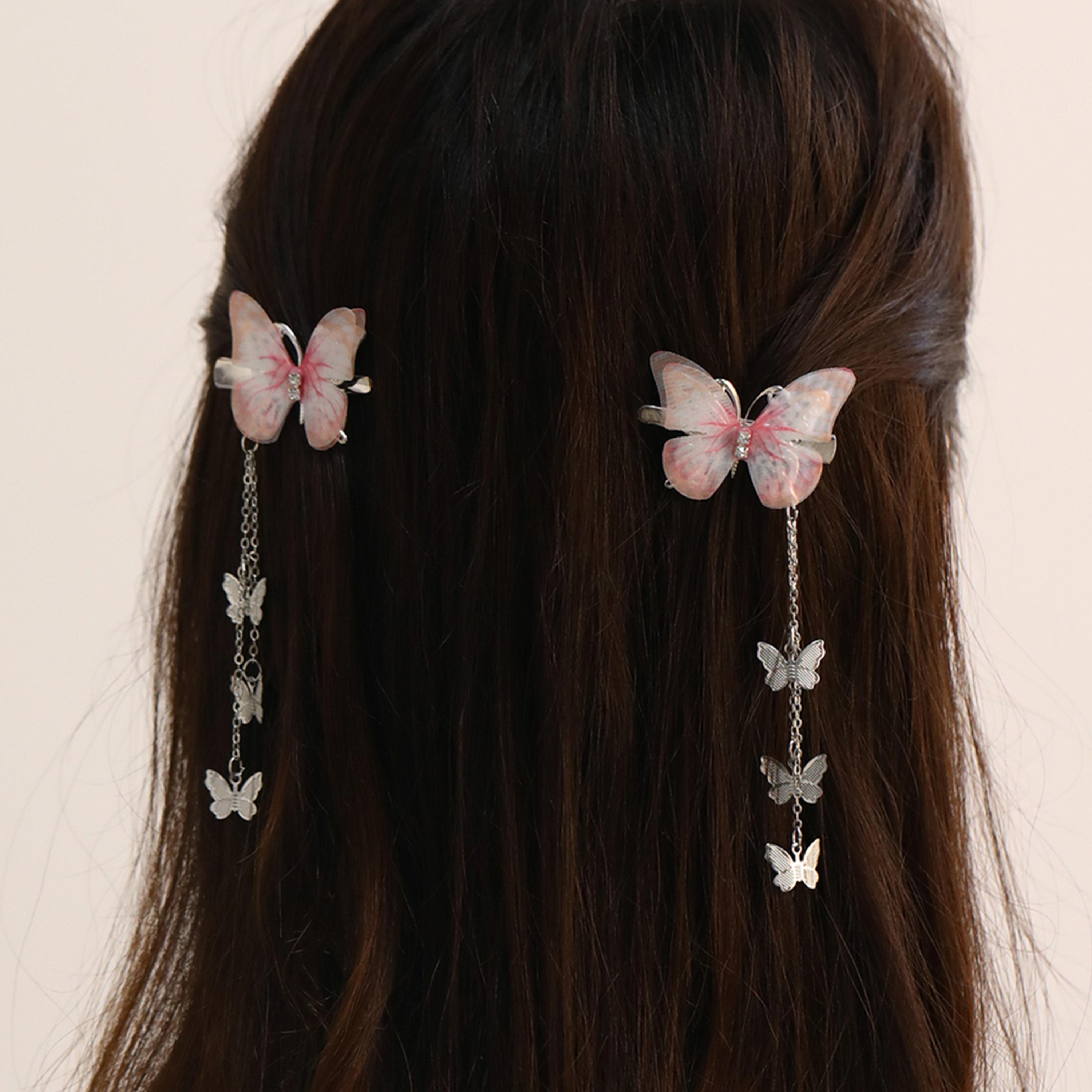 تيك تو - طقم قطعتين - مشبك شعر على شكل فراشة-women-hairaccessories-clips-image-2