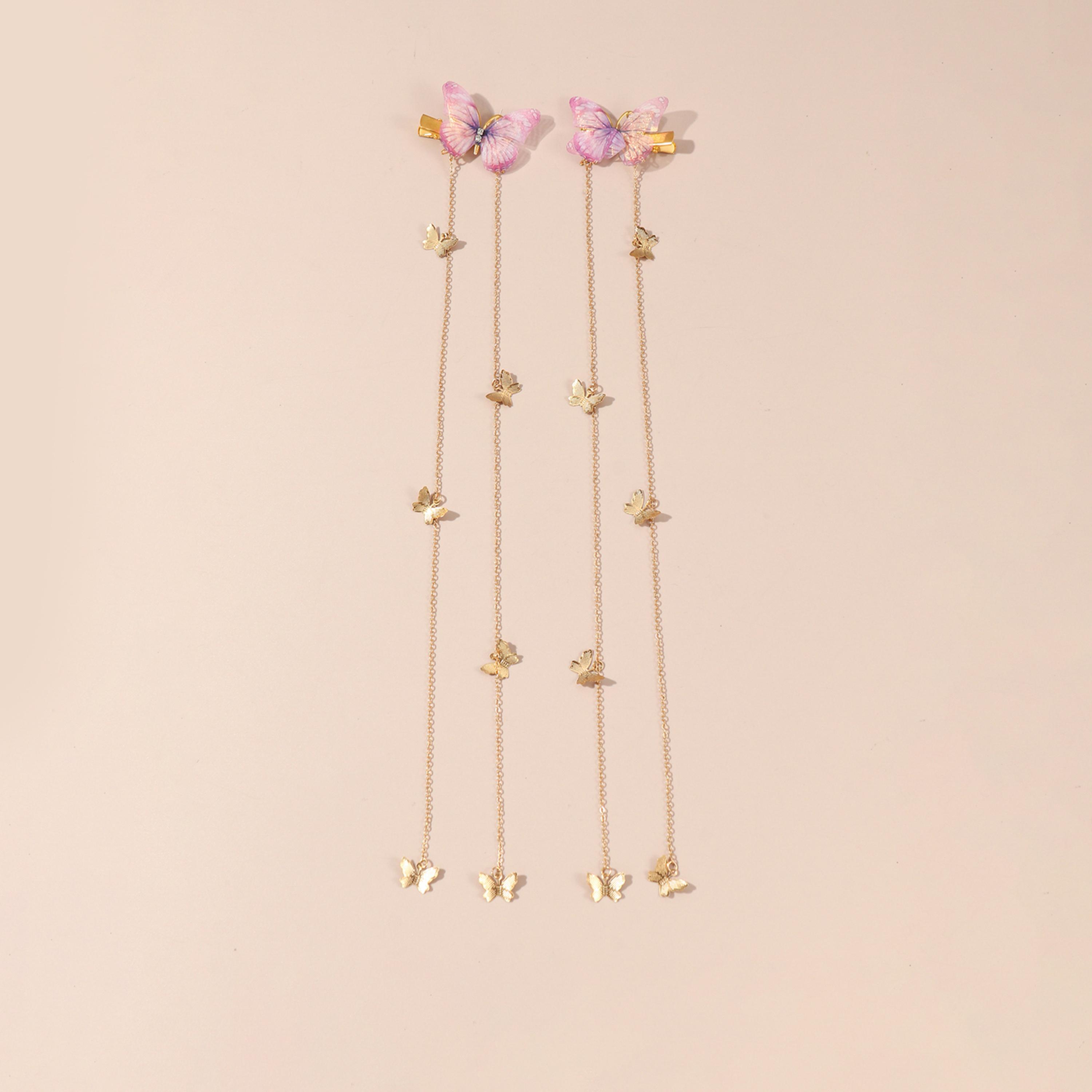 Take Two Set of 2 - Butterfly Tassel Pendant Hair Clip-women-hairaccessories-clips-image-1