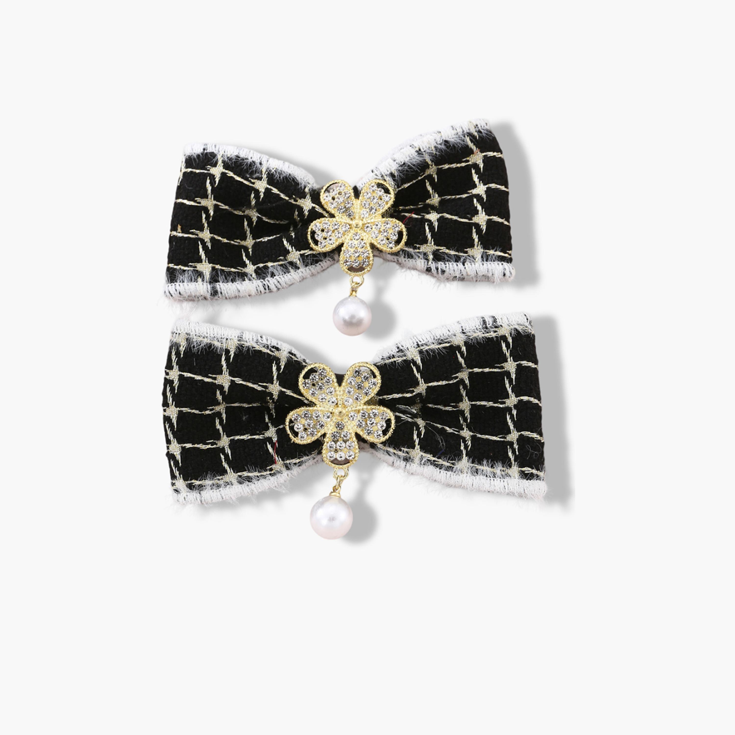 Take Two Set of 2 - Faux Pearl Drop Bow Hair Clip-women-hairaccessories-clips-image-1