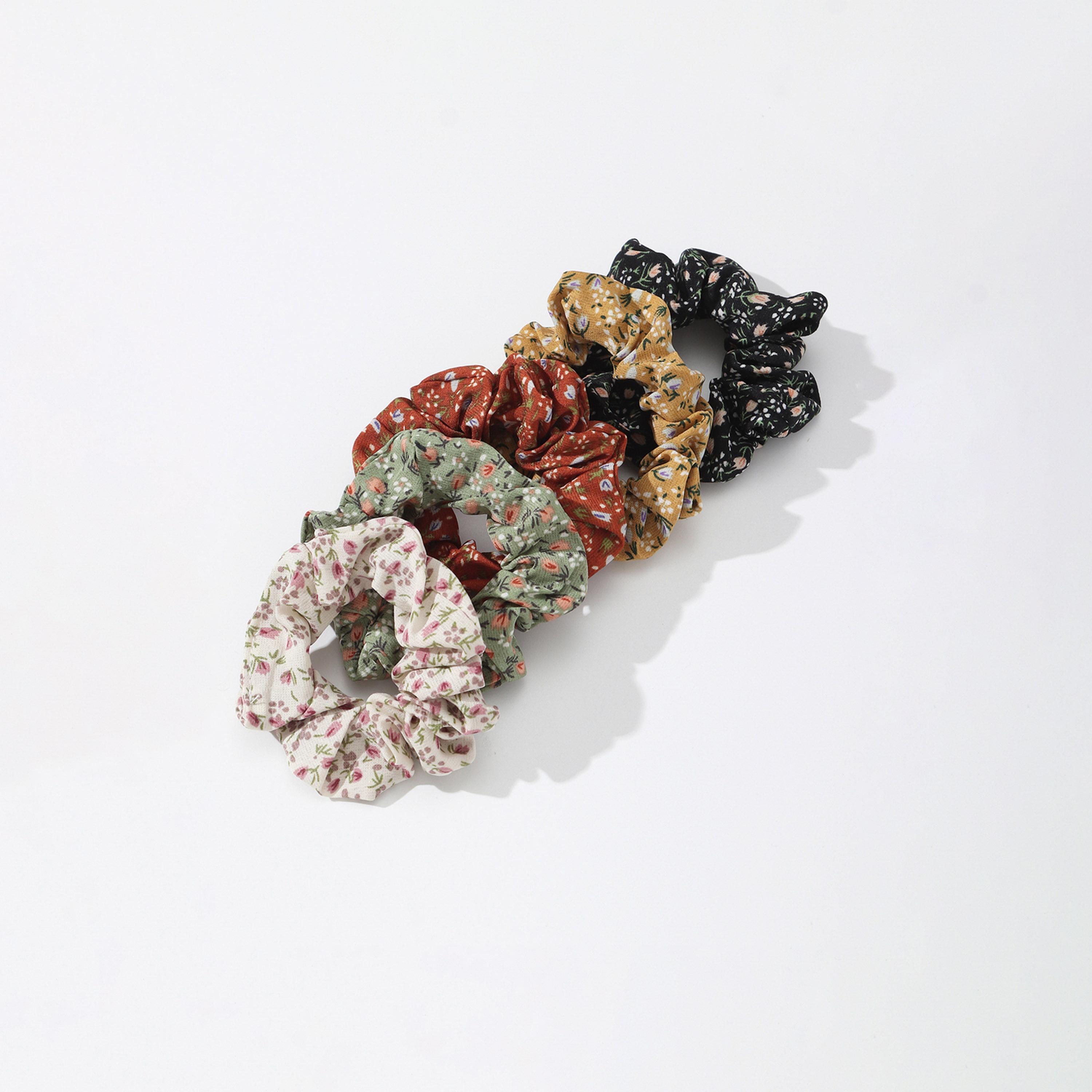 تيك تو - طقم 5 ربطات شعر مطبوعة بنقشة زهور-women-hairaccessories-bands-image-4