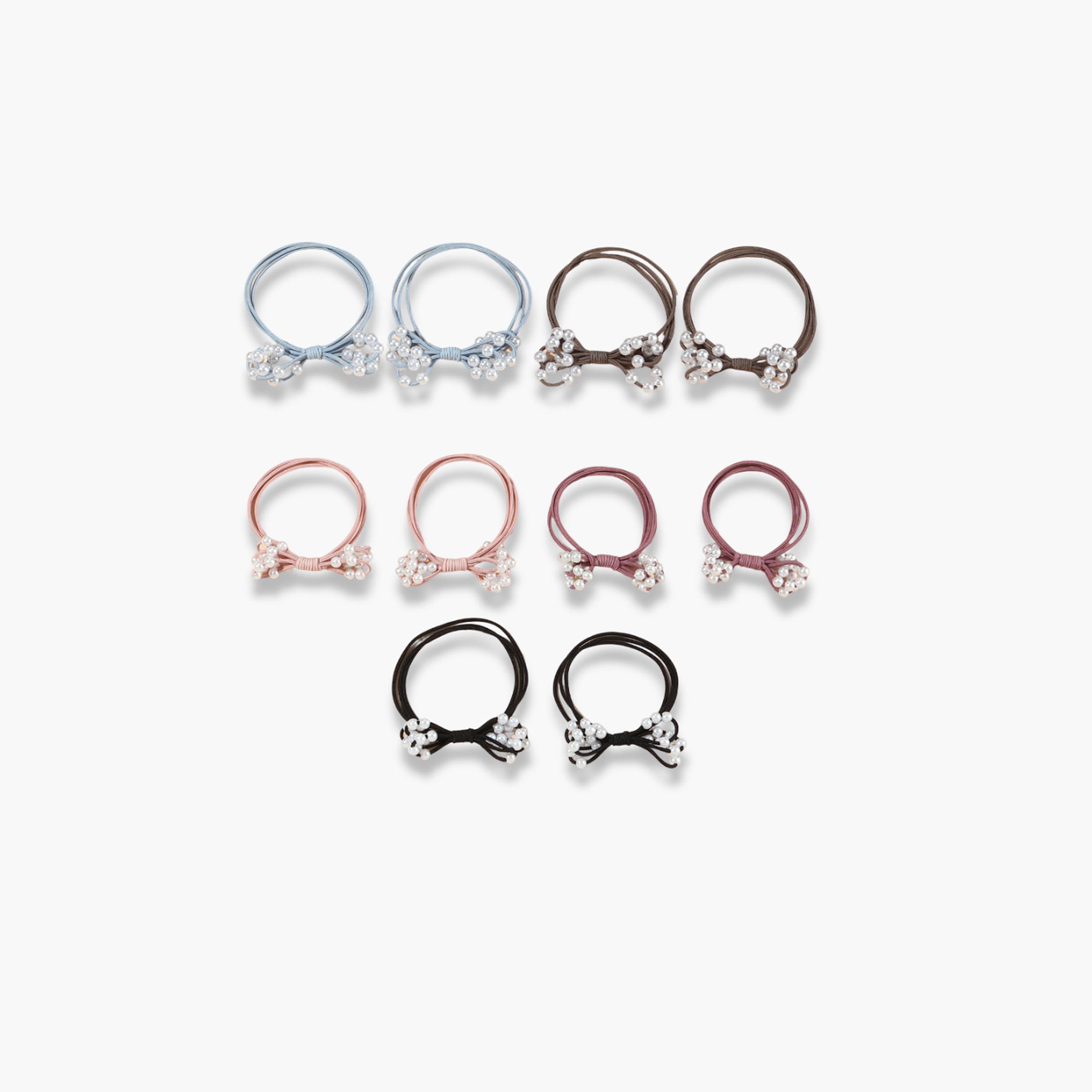 تيك تو - طقم 10 ربطات شعر من اللؤلؤ الصناعي-women-hairaccessories-bands-image-1