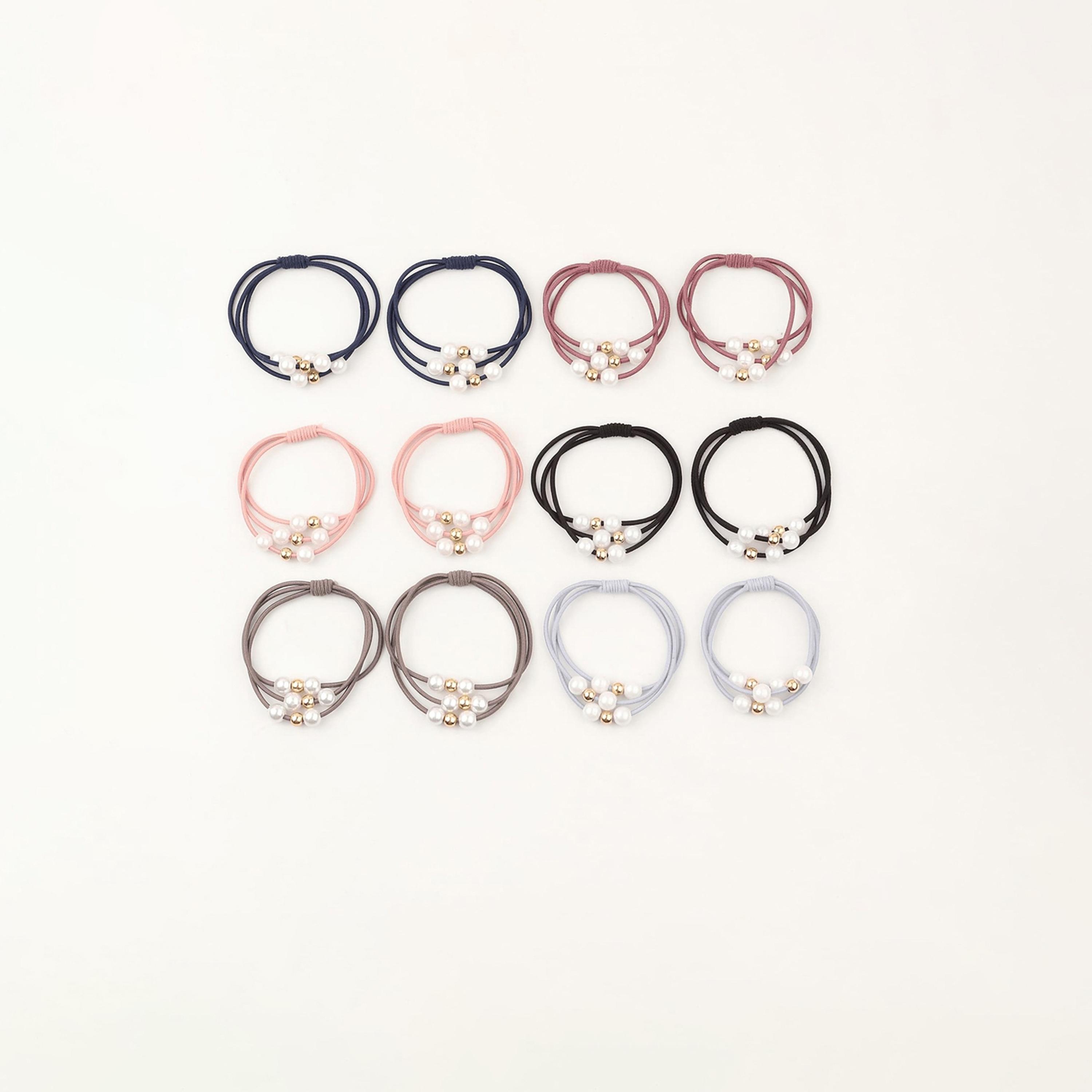 تيك تو - طقم 12 ربطة شعر من اللؤلؤ الصناعي-women-hairaccessories-bands-image-1