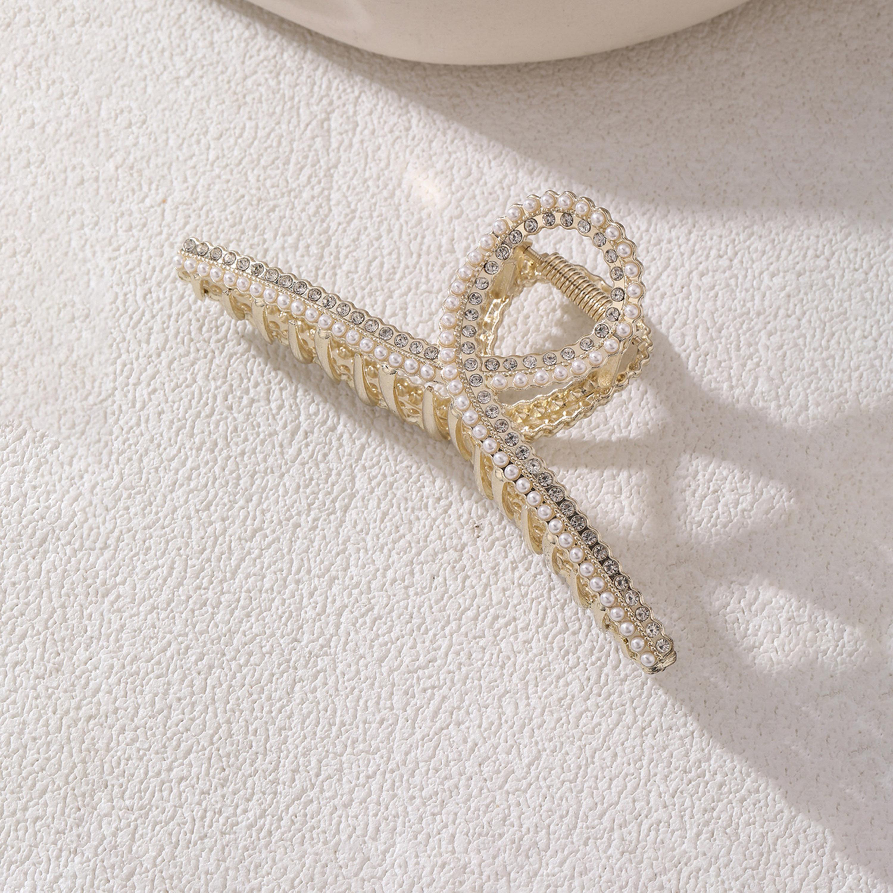 Take Two Faux Pearl Rhinestone Embellished Claw Clip-women-hairaccessories-clips-image-1