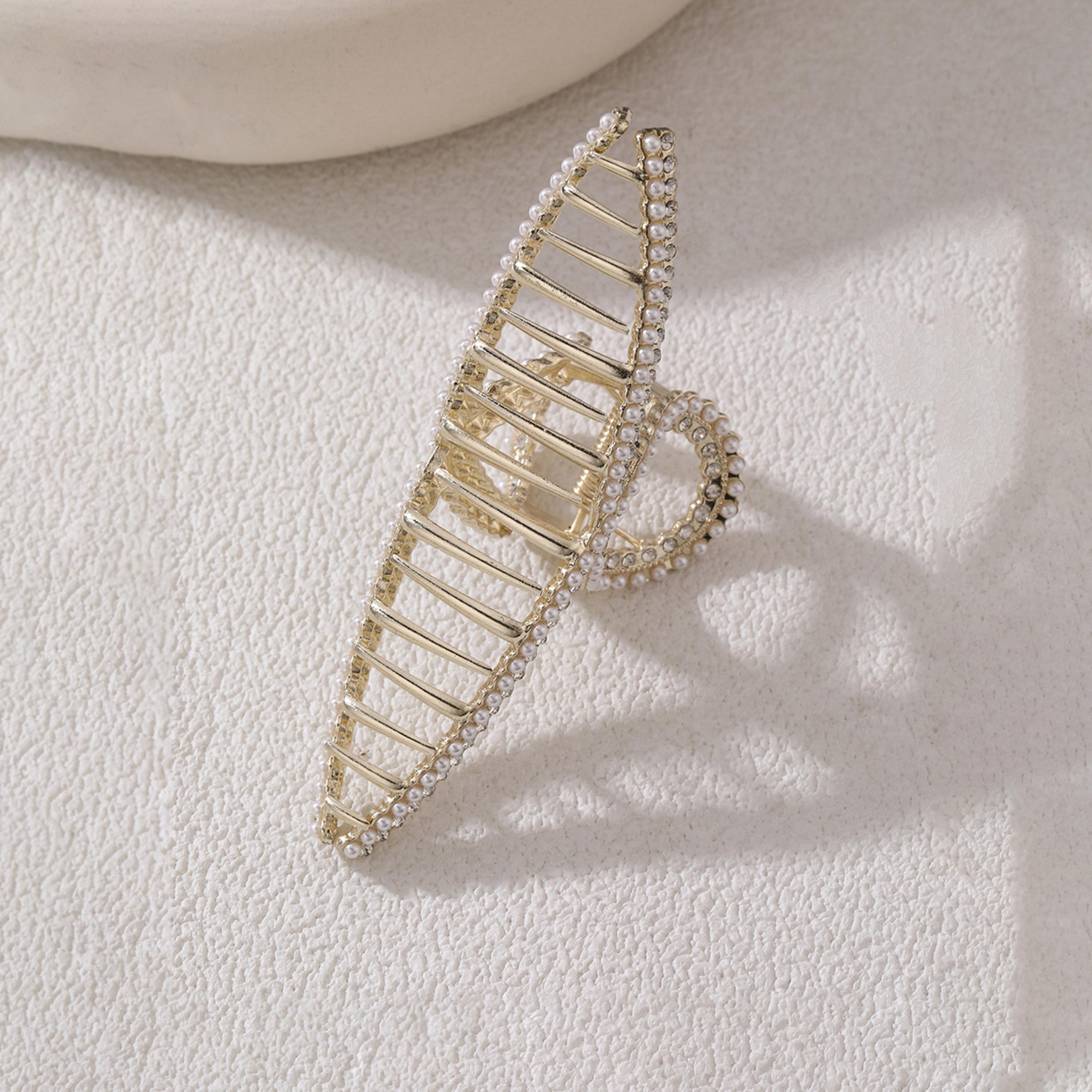Take Two Faux Pearl Rhinestone Embellished Claw Clip-women-hairaccessories-clips-image-2