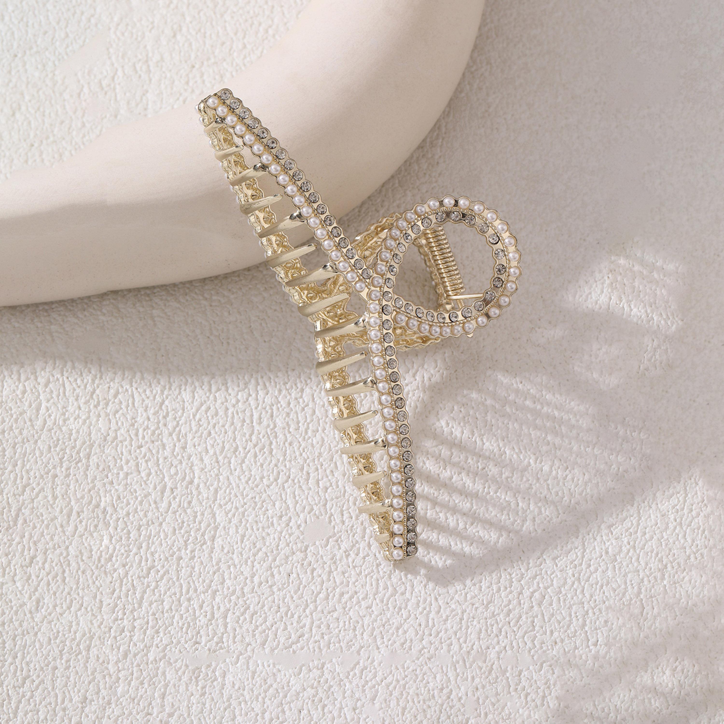 Take Two Faux Pearl Rhinestone Embellished Claw Clip-women-hairaccessories-clips-image-3