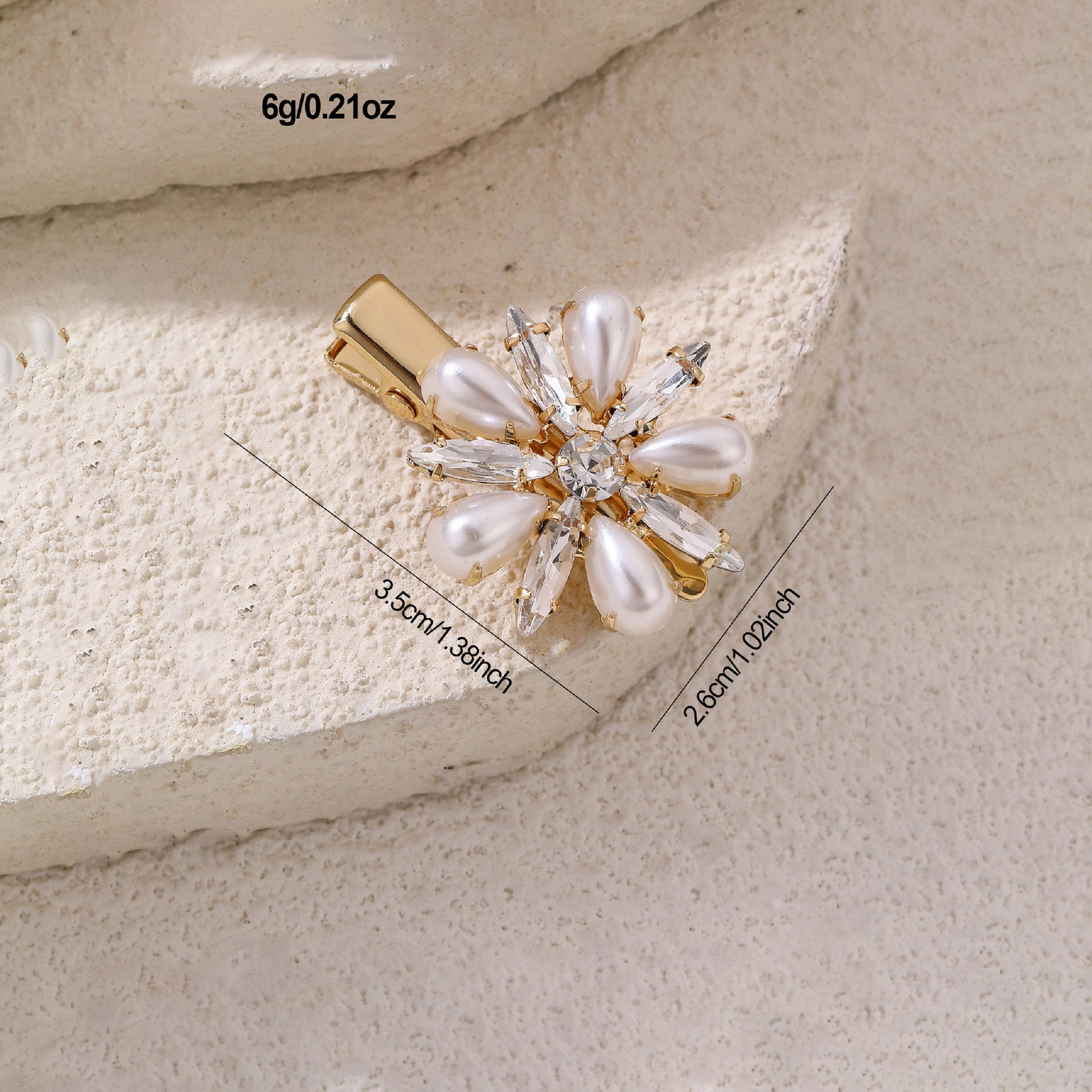 Take Two Golden Embellished Floral Hair Clip-women-hairaccessories-clips-image-3