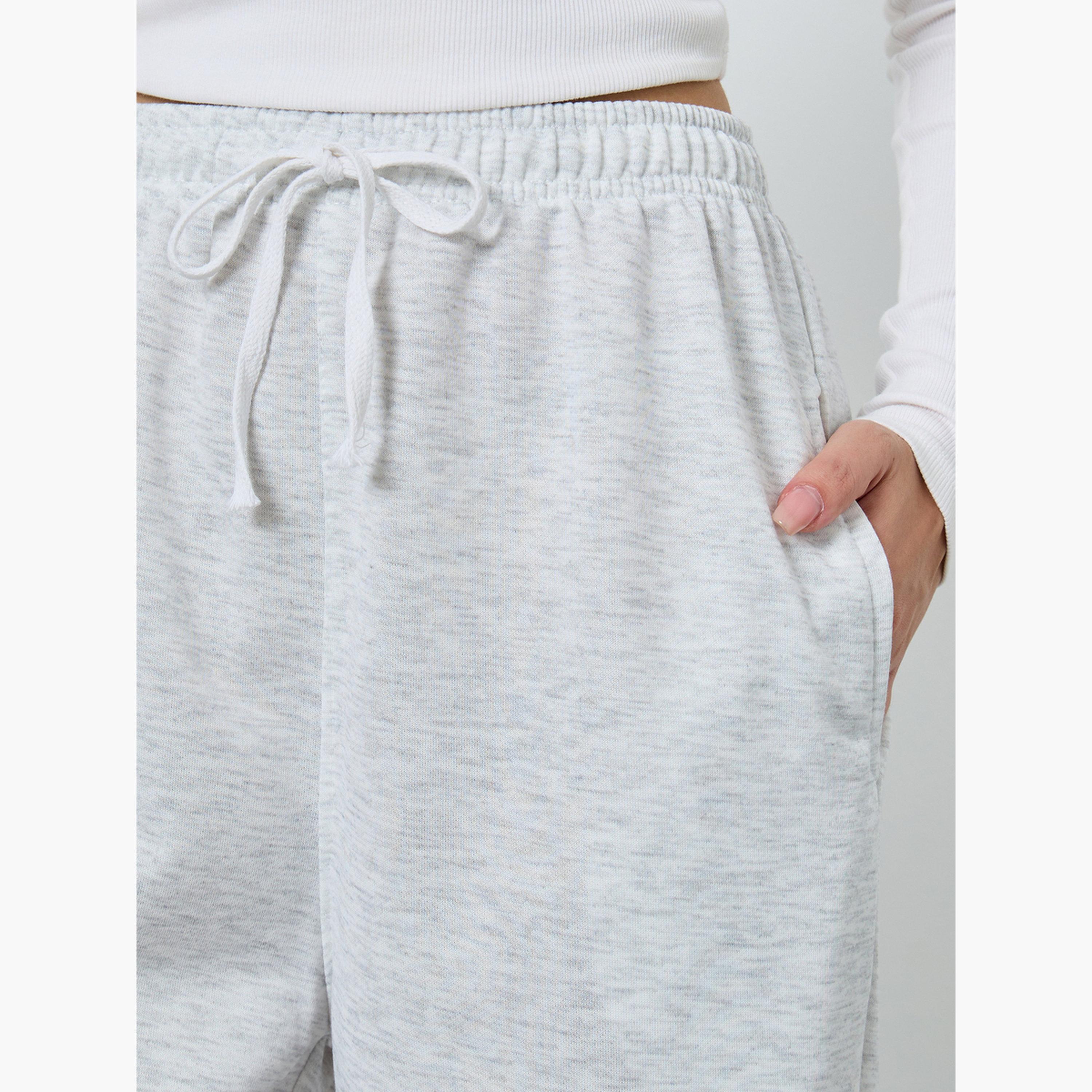 Styli Women Grey Solid Drawstring Waist Loose Fit Joggers-women-clothing-bottoms-joggers-image-3
