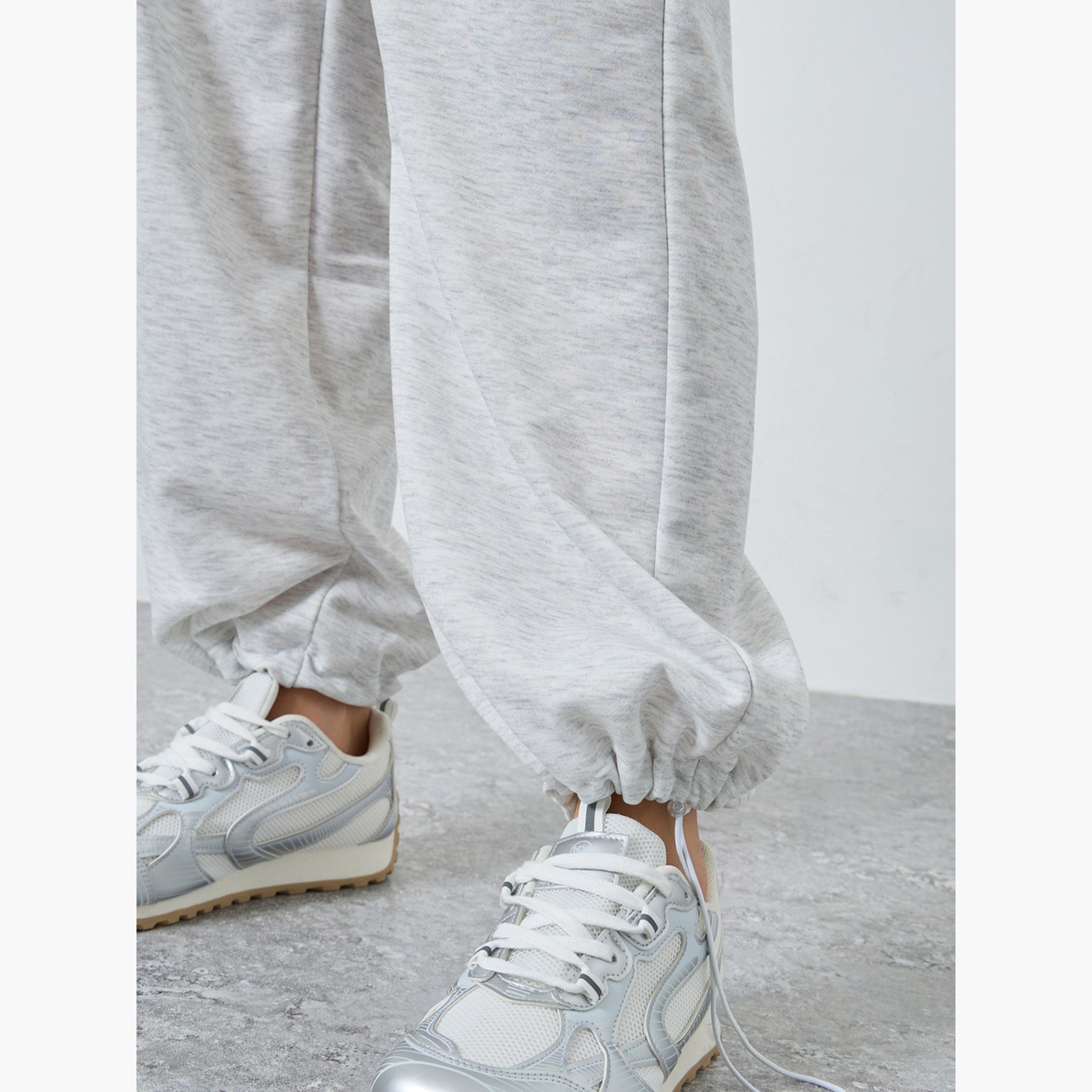 Styli Women Grey Solid Drawstring Waist Loose Fit Joggers-women-clothing-bottoms-joggers-image-4