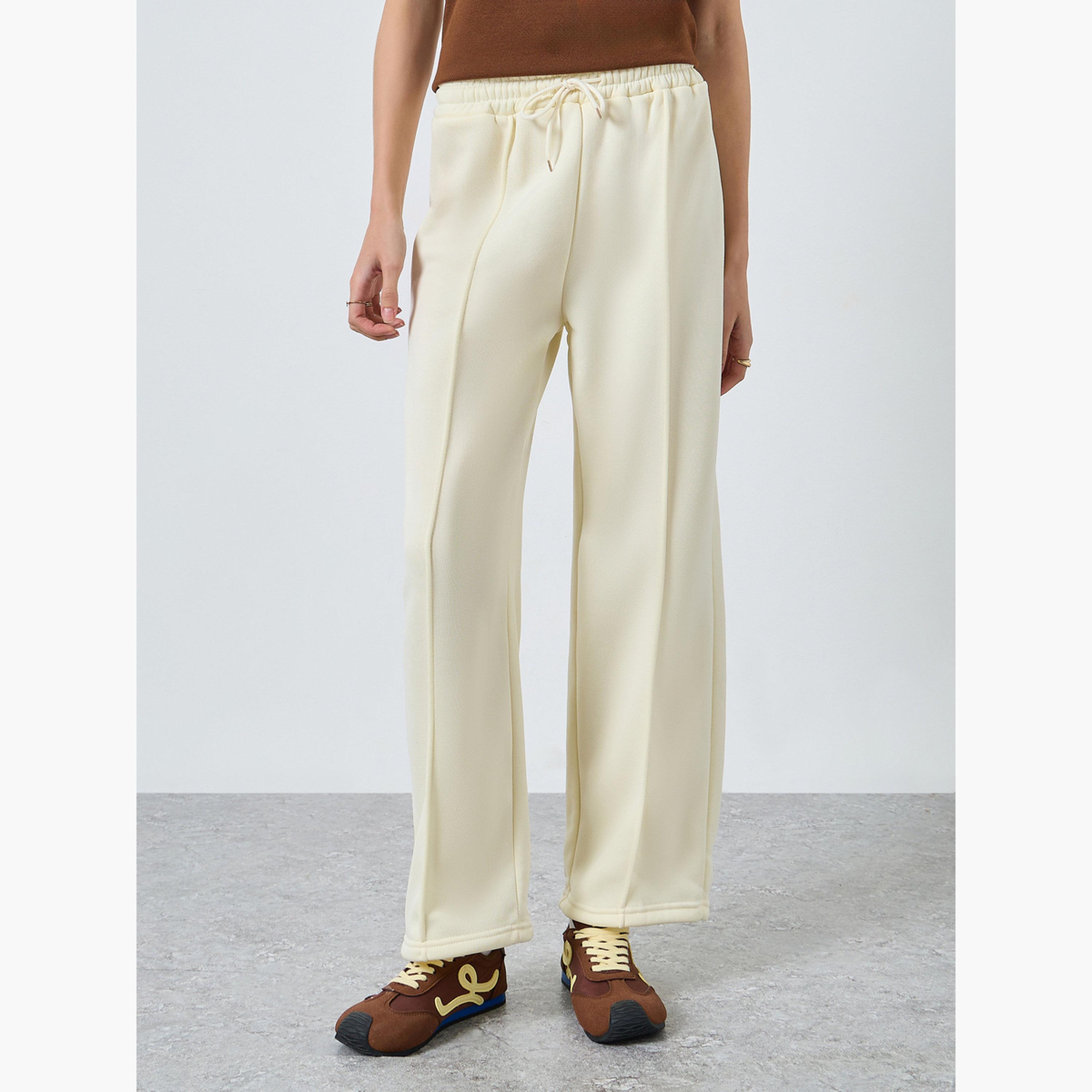 ستايلي - جاكيت وبنطال كريمي بقصّة عادية وسحاب للنساء-women-clothing-coordsets-image-4