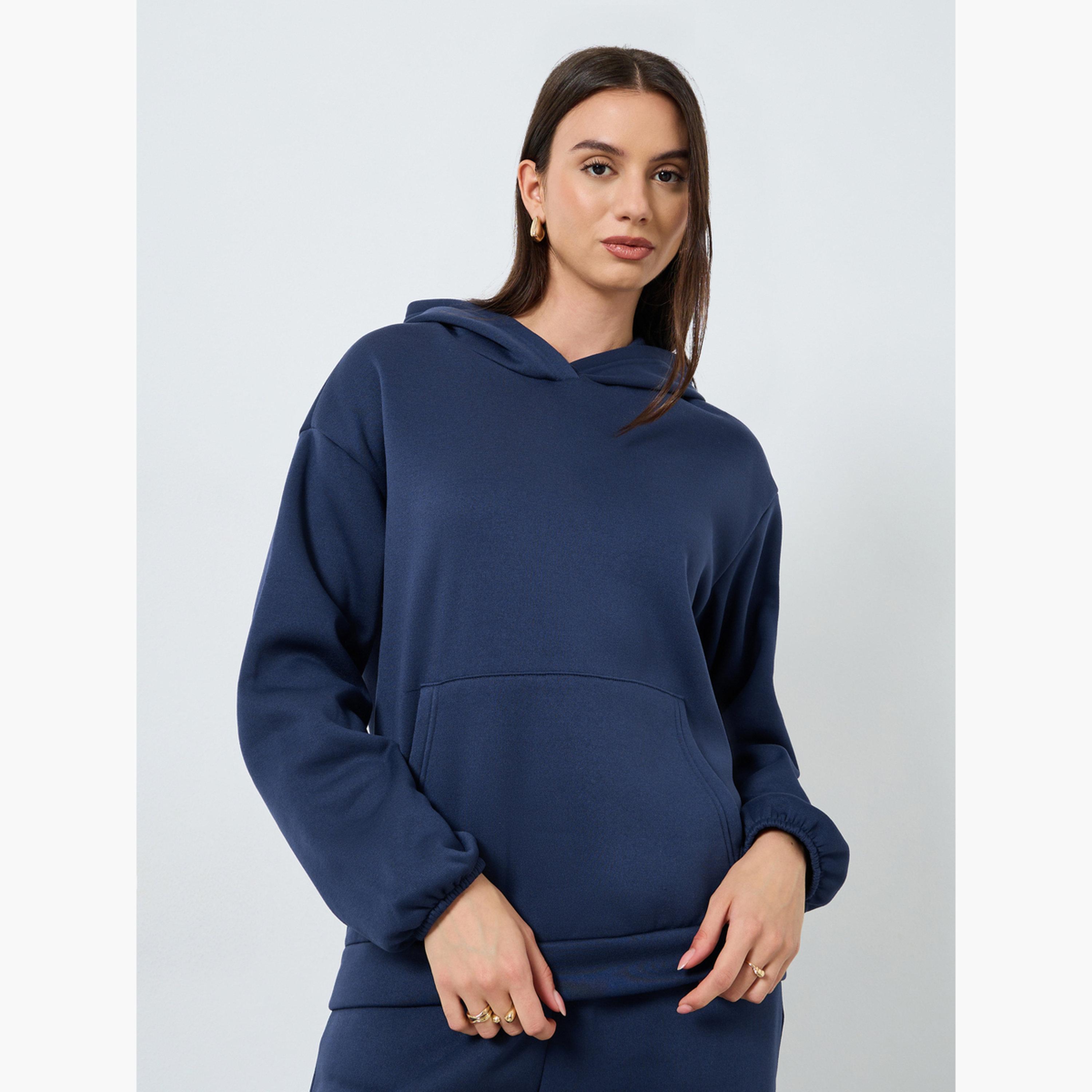 ستايلي - طقم هودي وبنطال رياضي لون أزرق الداكن-women-clothing-coordsets-image-3