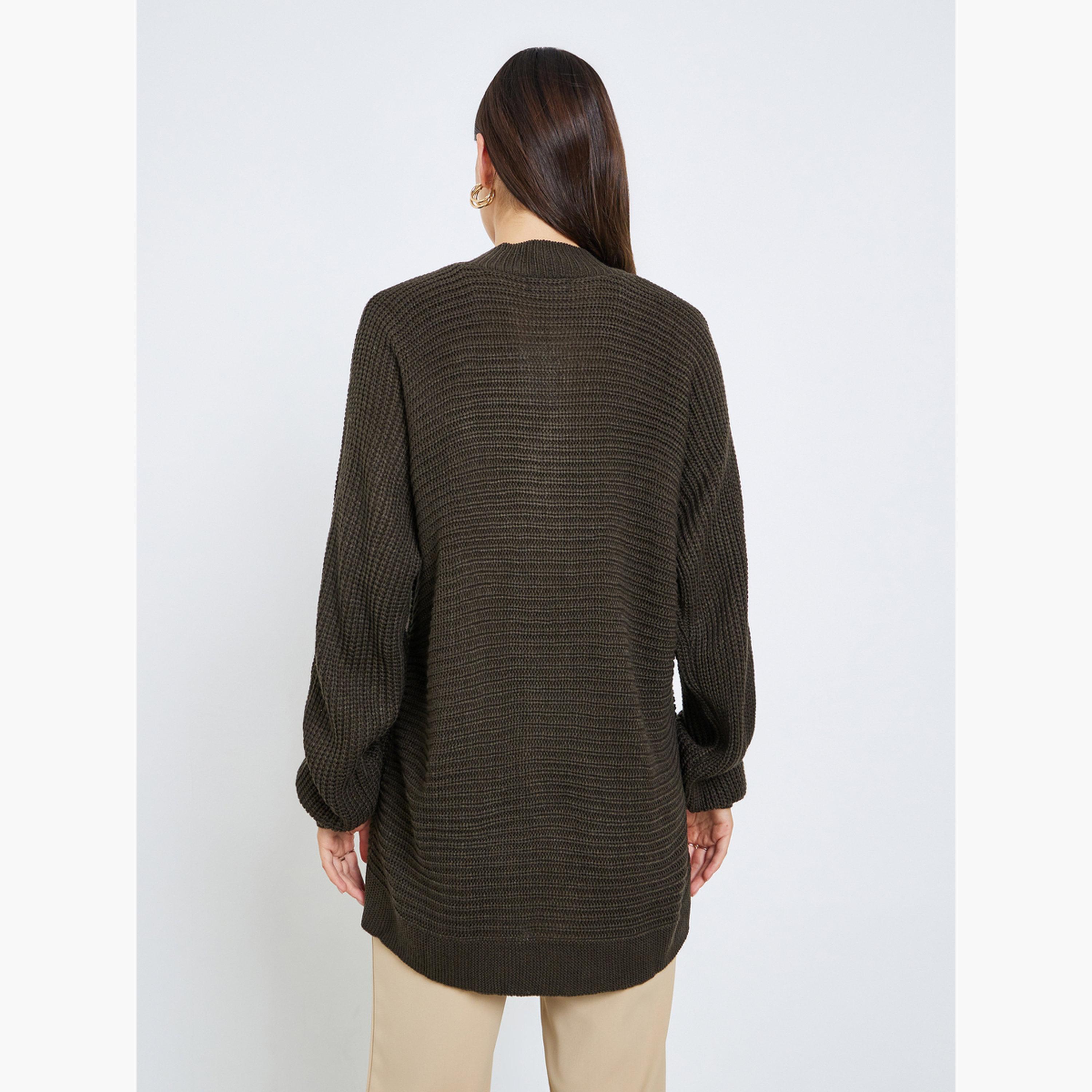 ستايلي - كارديغان نسائي بأكمام طويلة رقبة حرف V ومقاس واسع محبوك-women-winterwear-cardigansandjumpers-cardigans-image-2
