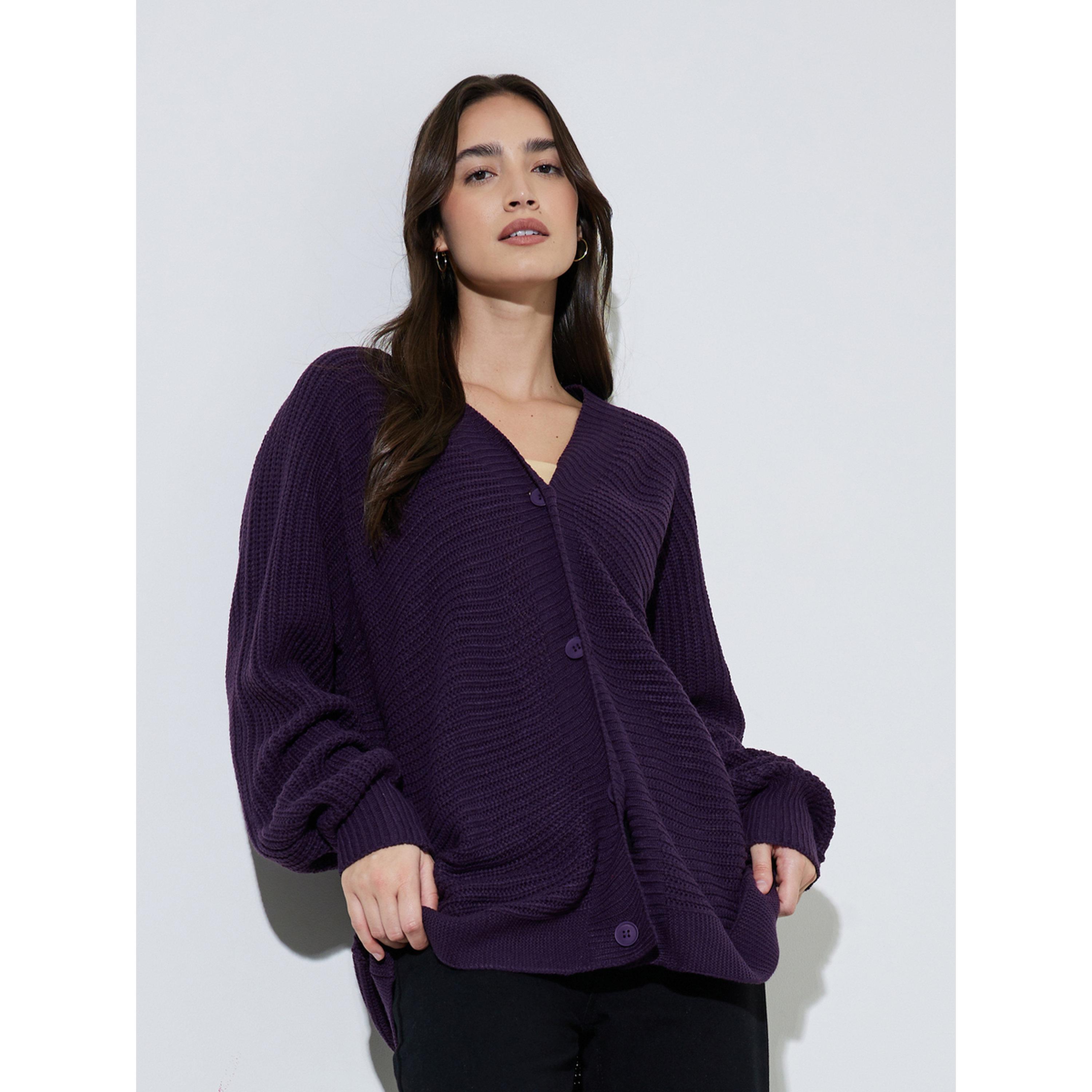 Styli Oversized Chunky Knit Button Down Cardigan-women-winterwear-cardigansandjumpers-cardigans-image-1