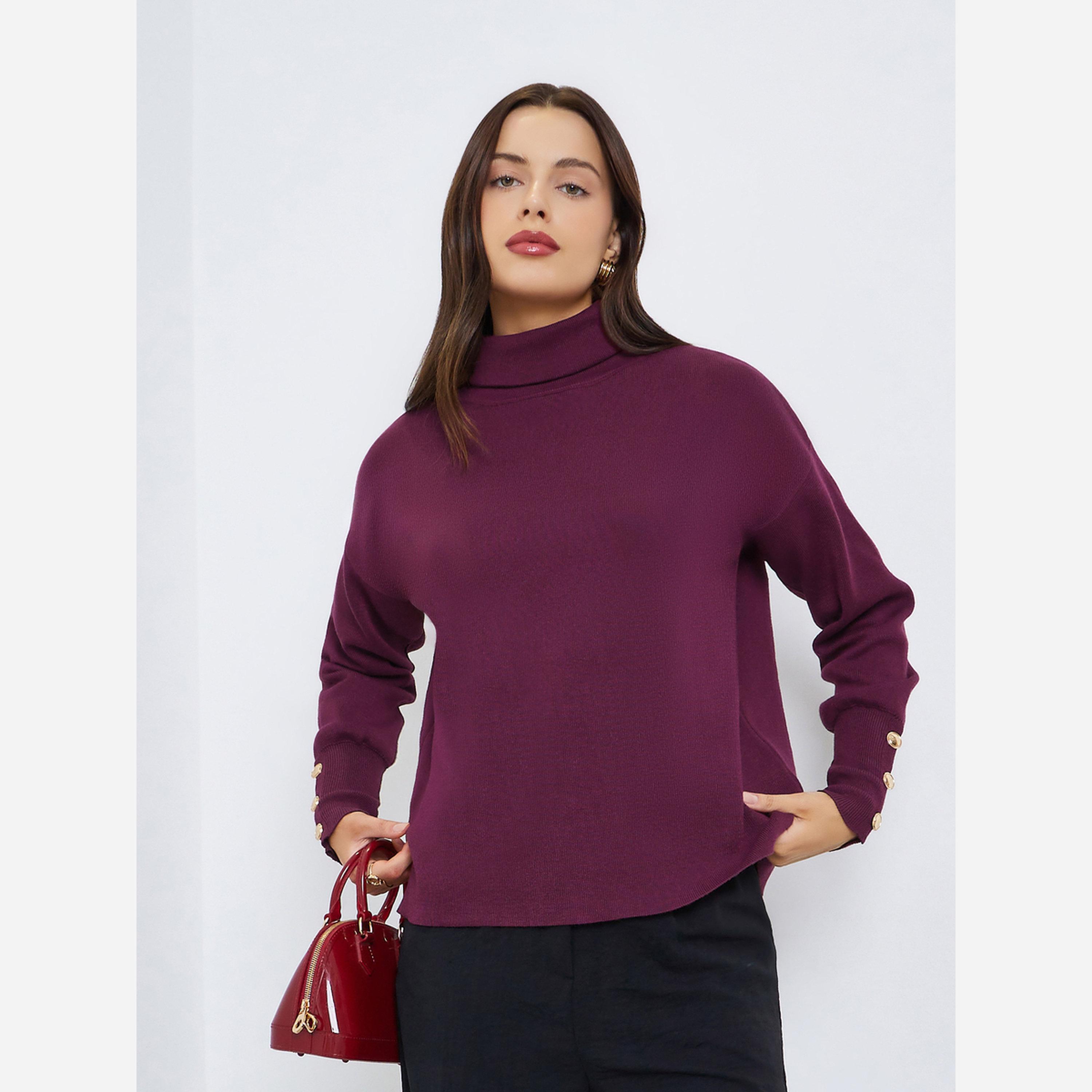 ستايلي - كنزة صوف قصيرة مقاس واسع ياقة عالية-women-clothing-cardigansandjumpers-jumpers-image-1