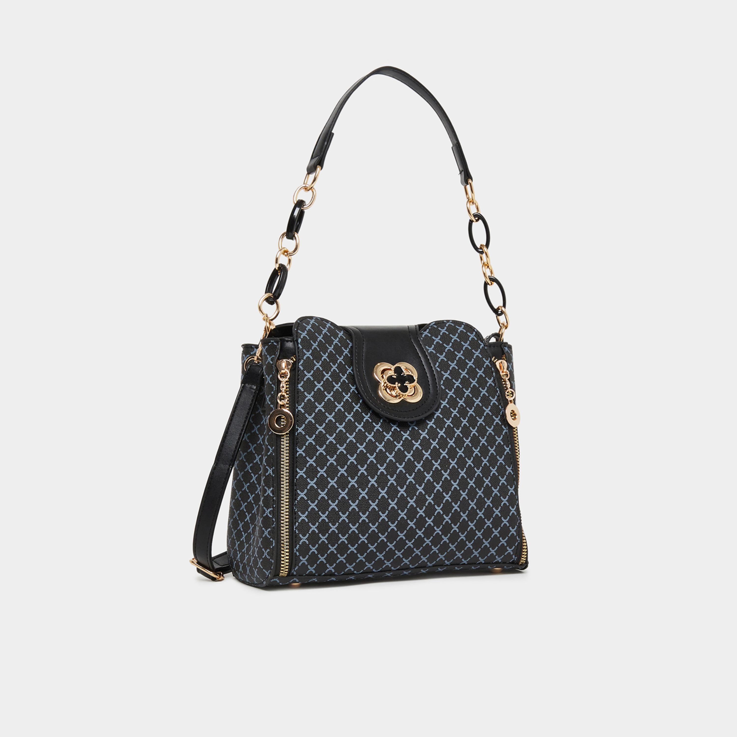 تيك تو - شنطة كتف بحزام سلسلة وتفاصيل سحاب مطبوعة-women-bagsandwallets-handbags-image-1