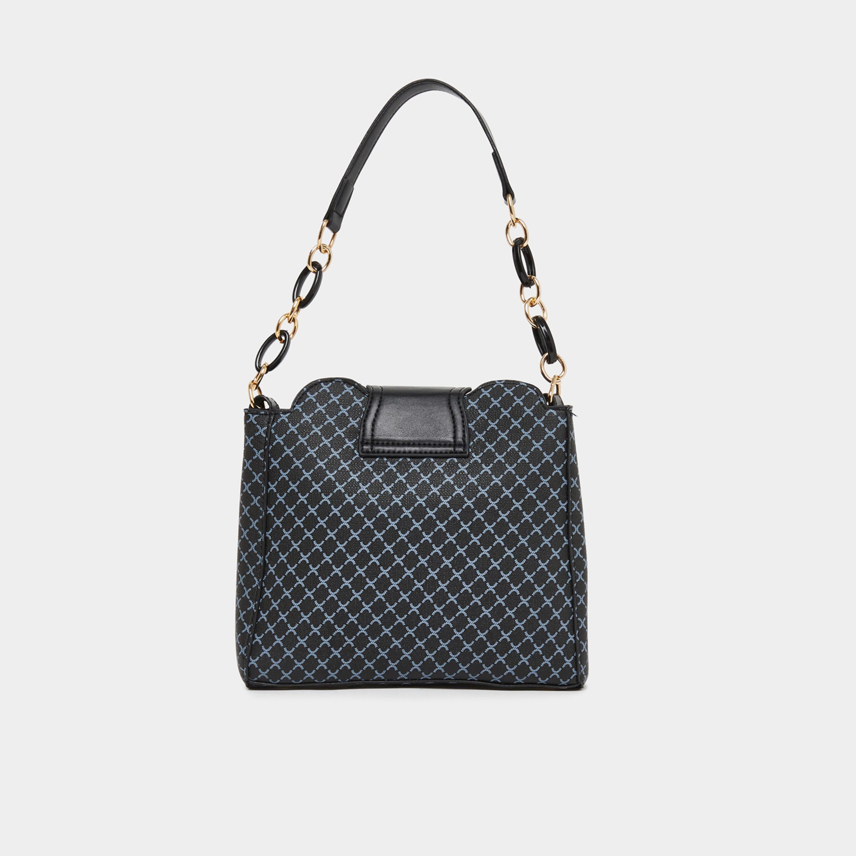 تيك تو - شنطة كتف بحزام سلسلة وتفاصيل سحاب مطبوعة-women-bagsandwallets-handbags-image-2