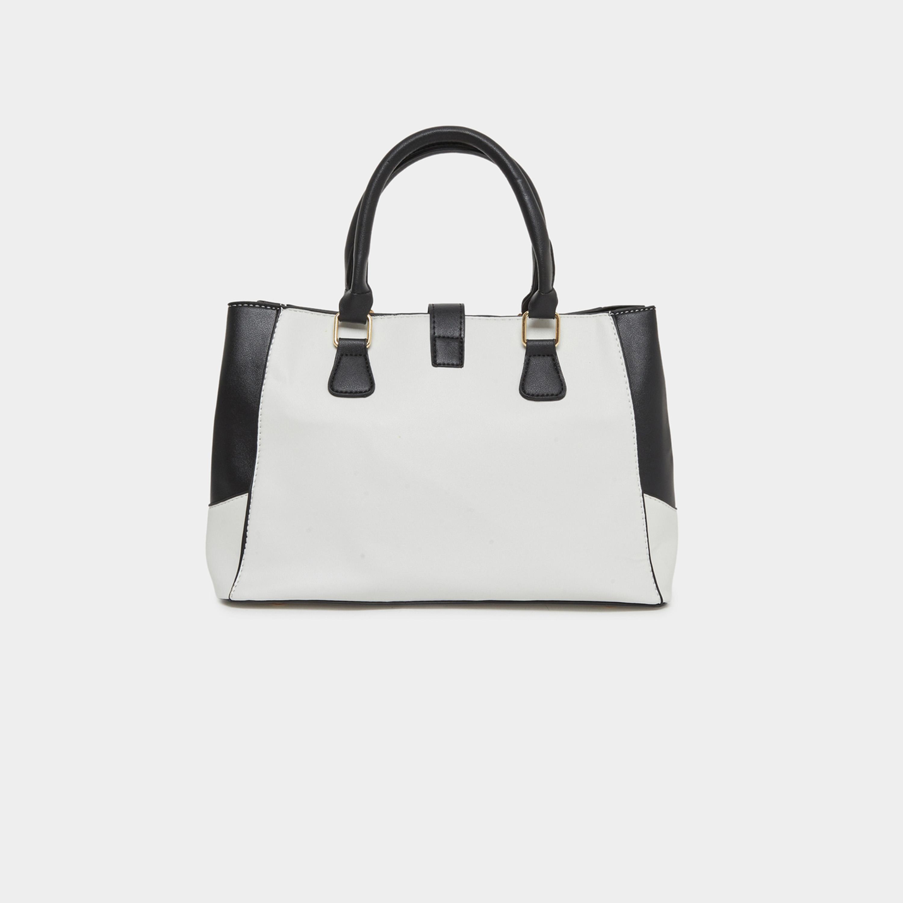 Take Two White Color Block Handbag with Drop Charm-women-bagsandwallets-handbags-image-2