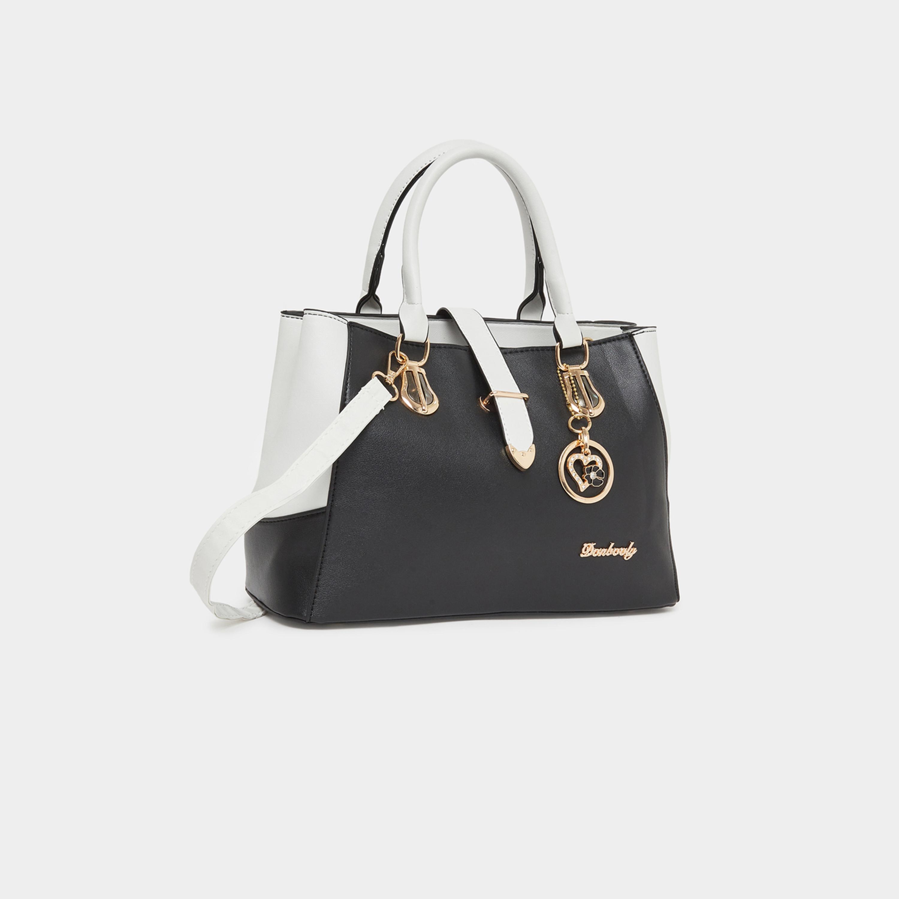Take Two Black Color Block Handbag with Drop Charm-women-bagsandwallets-handbags-image-1