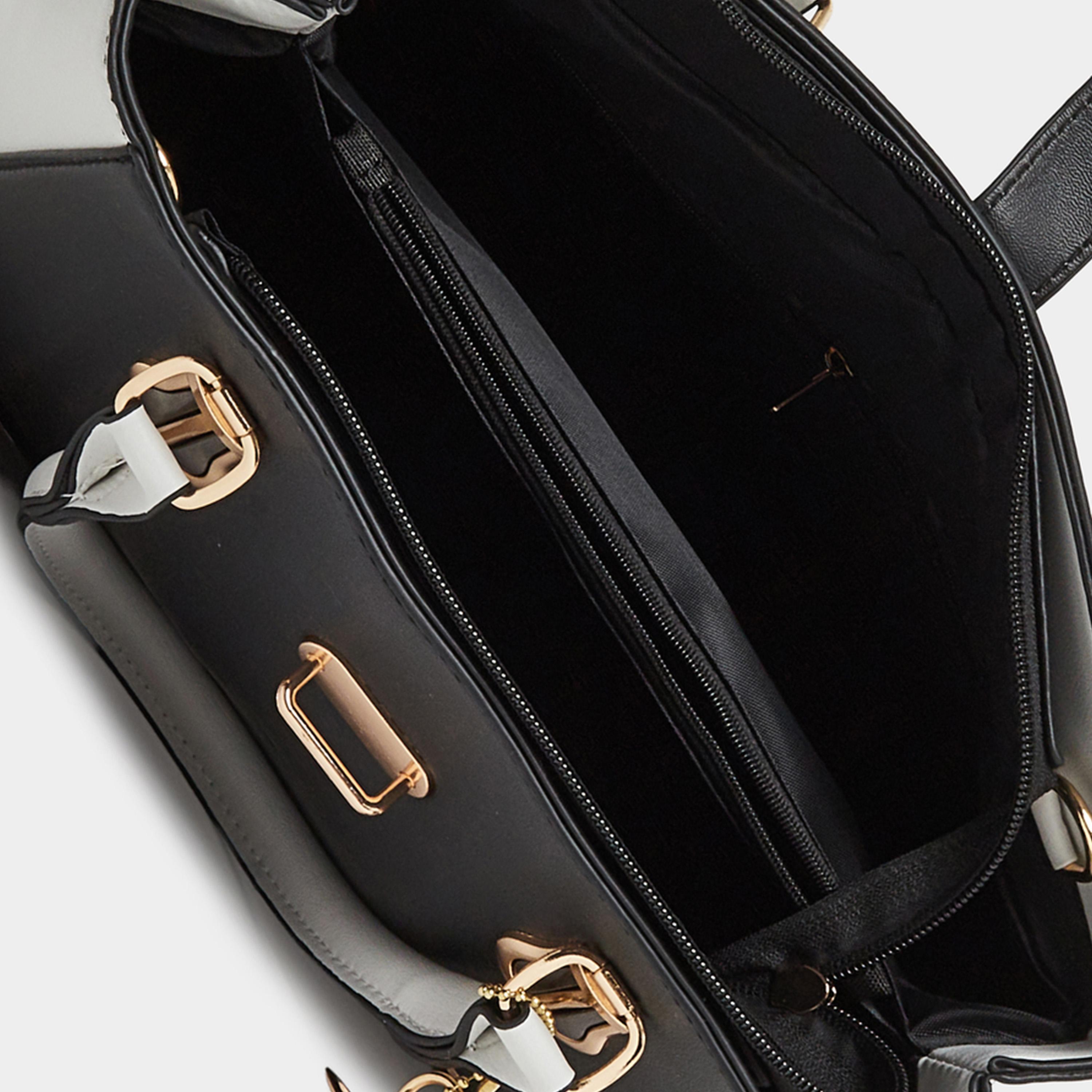 Take Two Black Color Block Handbag with Drop Charm-women-bagsandwallets-handbags-image-4