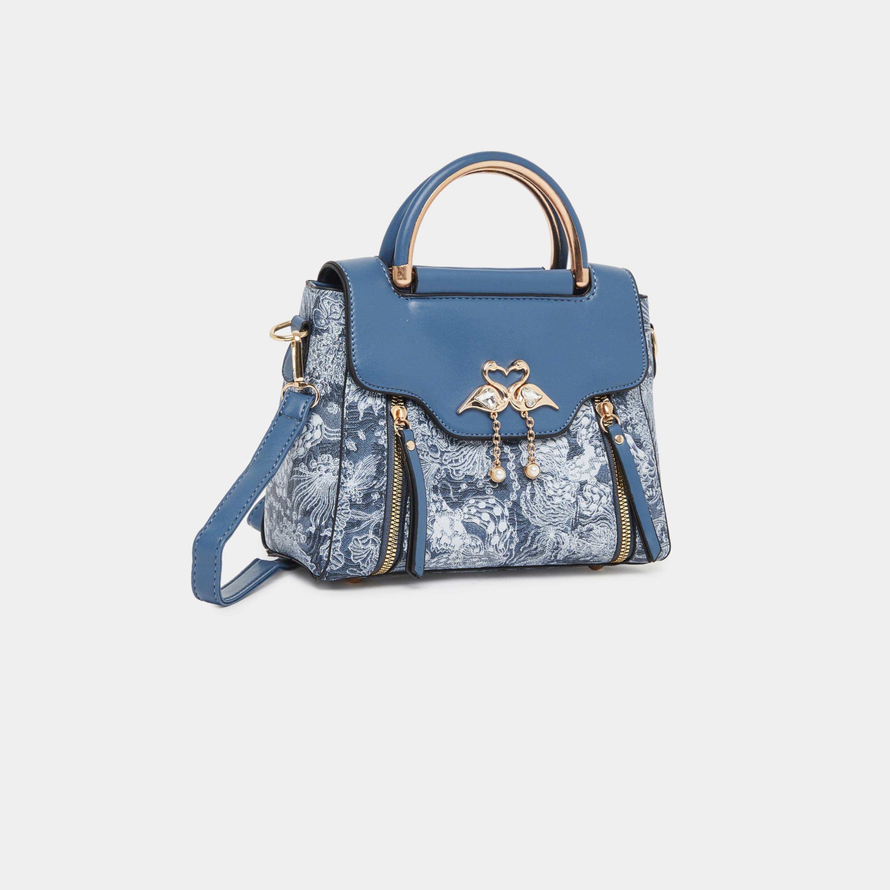 Take Two Blue Swan Decor Accent Handbag-women-bagsandwallets-handbags-image-1