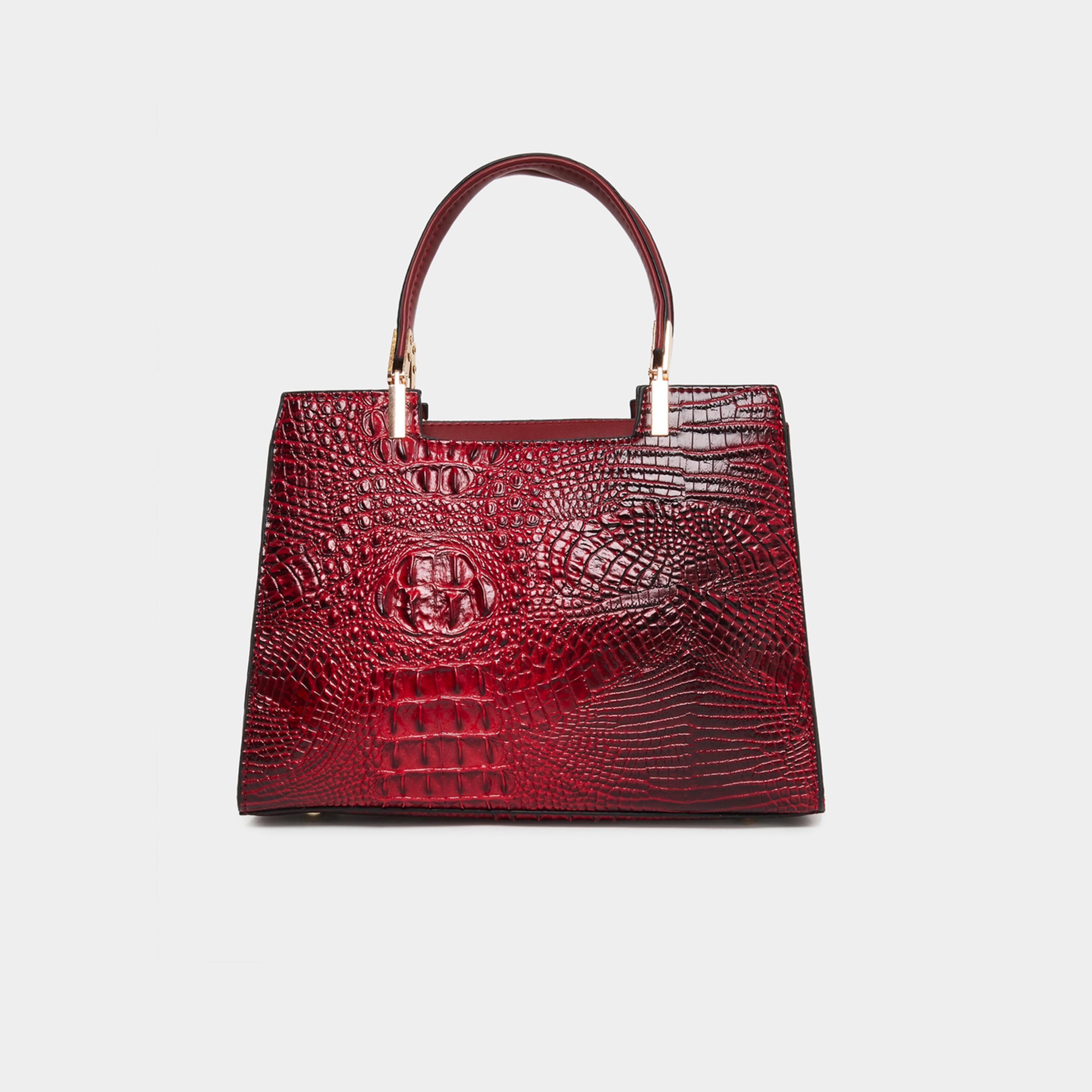 Take Two Croc Textured Double Top Handle Handbag-women-bagsandwallets-handbags-image-1
