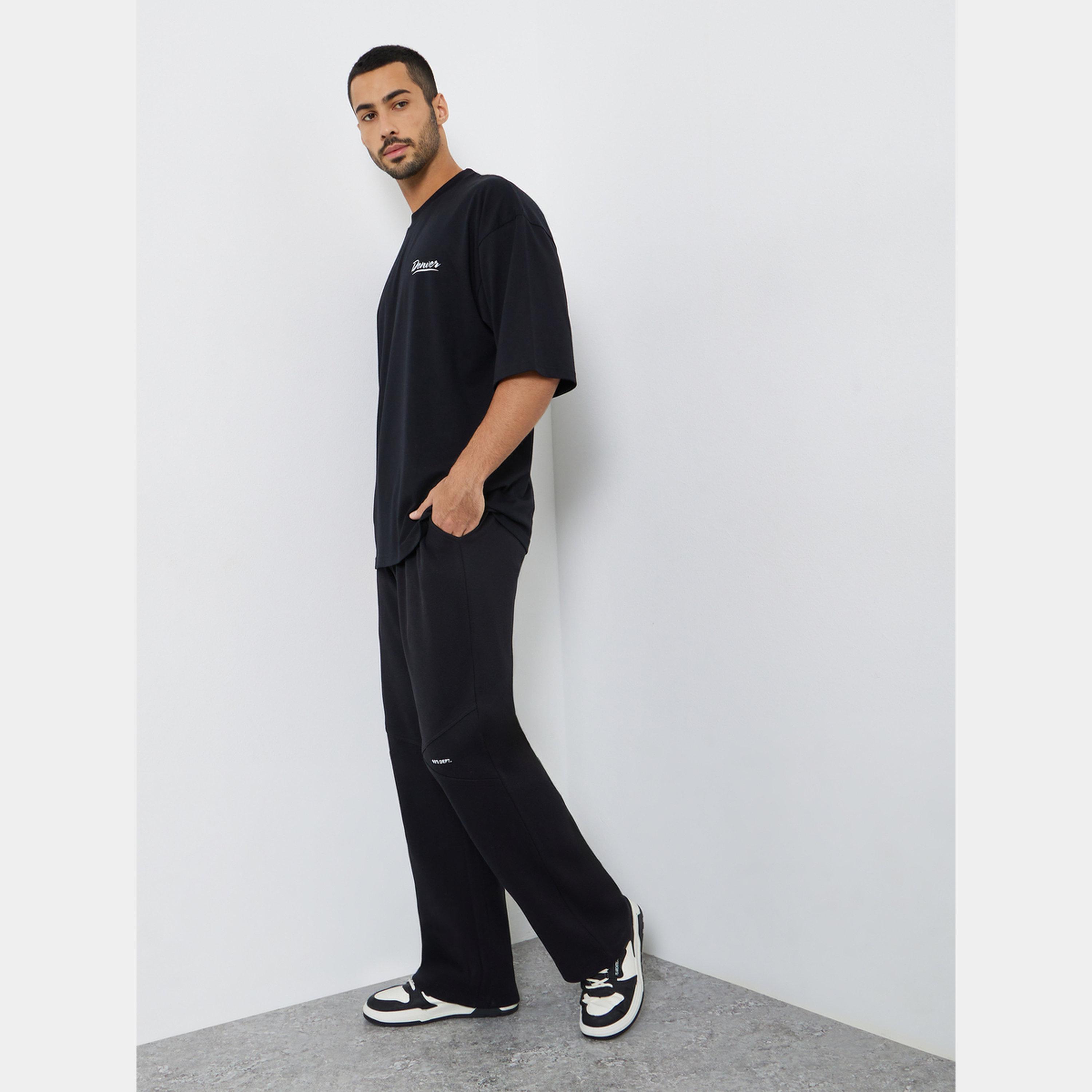 ستايلي - بنطال رياضي وافل رجالي أسود مقاس واسع-men-clothing-bottoms-joggers-image-2