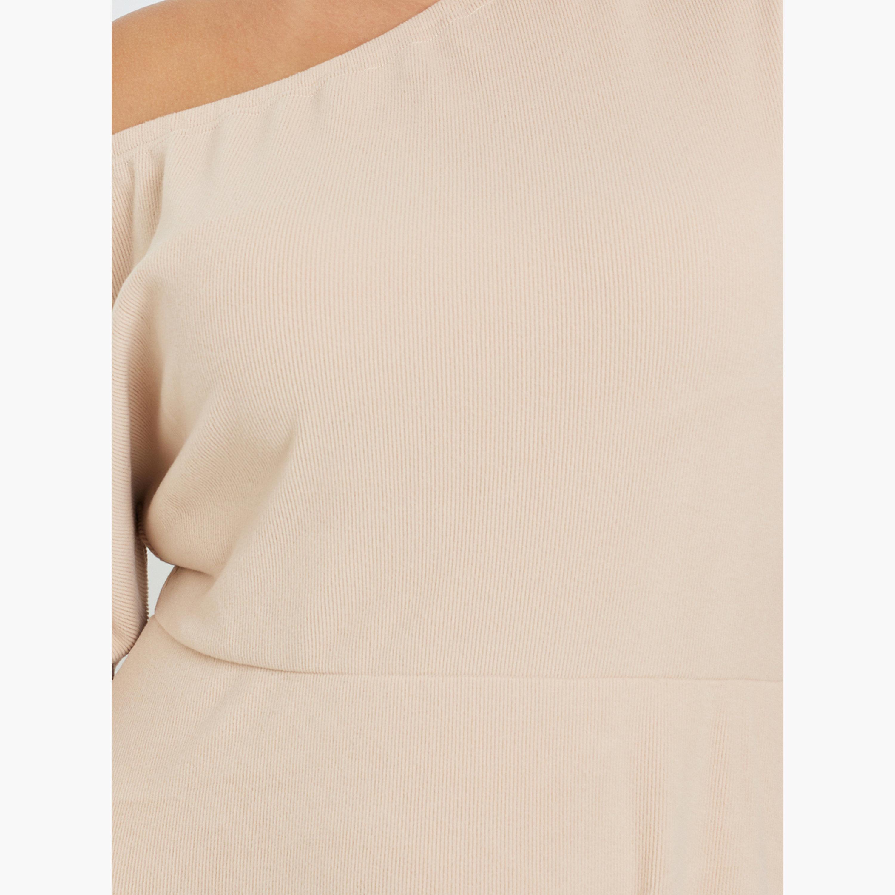 ستايلي - فستان ماكسي محبوك برقبة غير متماثلة وحجم كبير-women-clothing-dresses-image-4