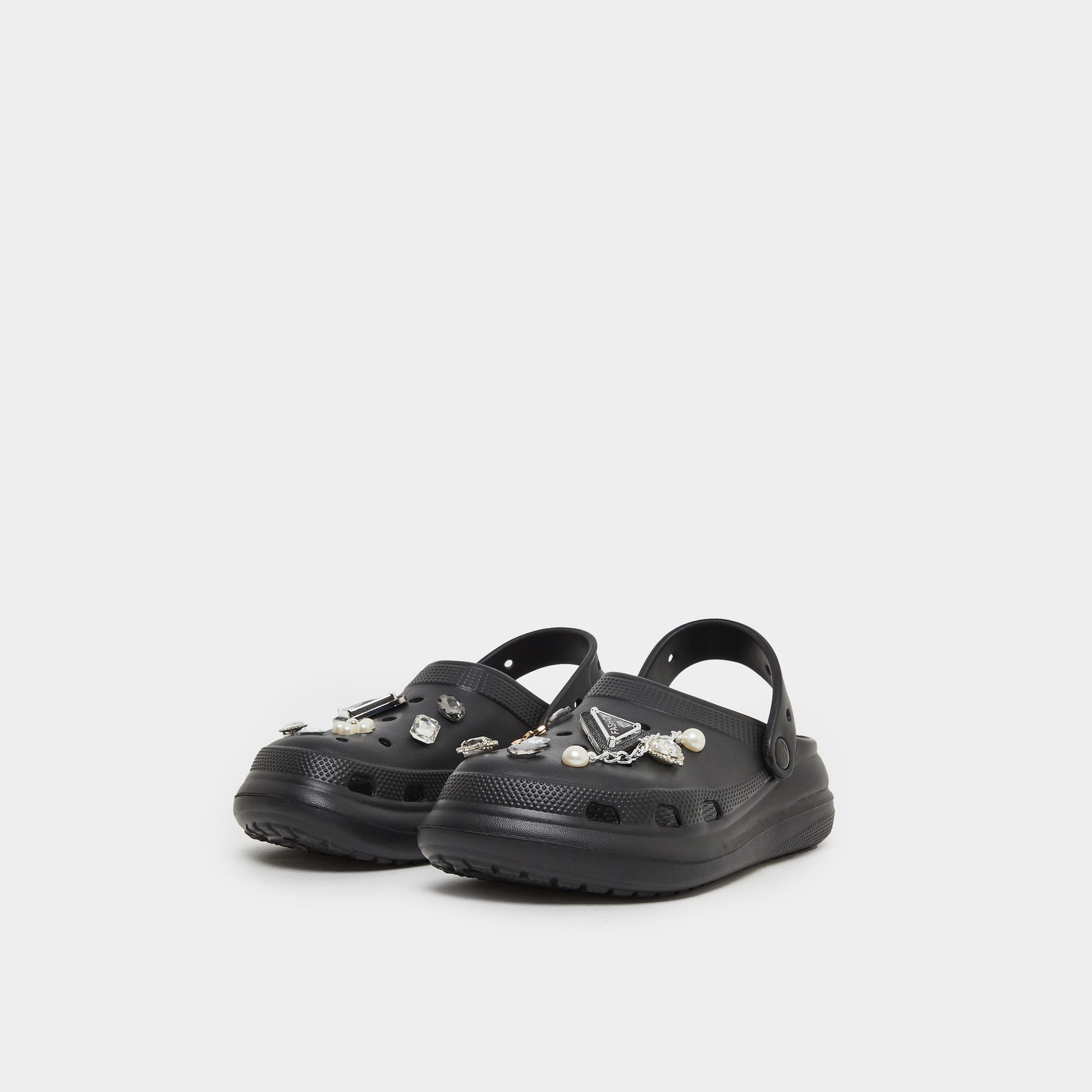 ستايلي - حذاء أسود مزخرف بمقدمة مستديرة للنساء-women-shoes-flats-slides-image-1