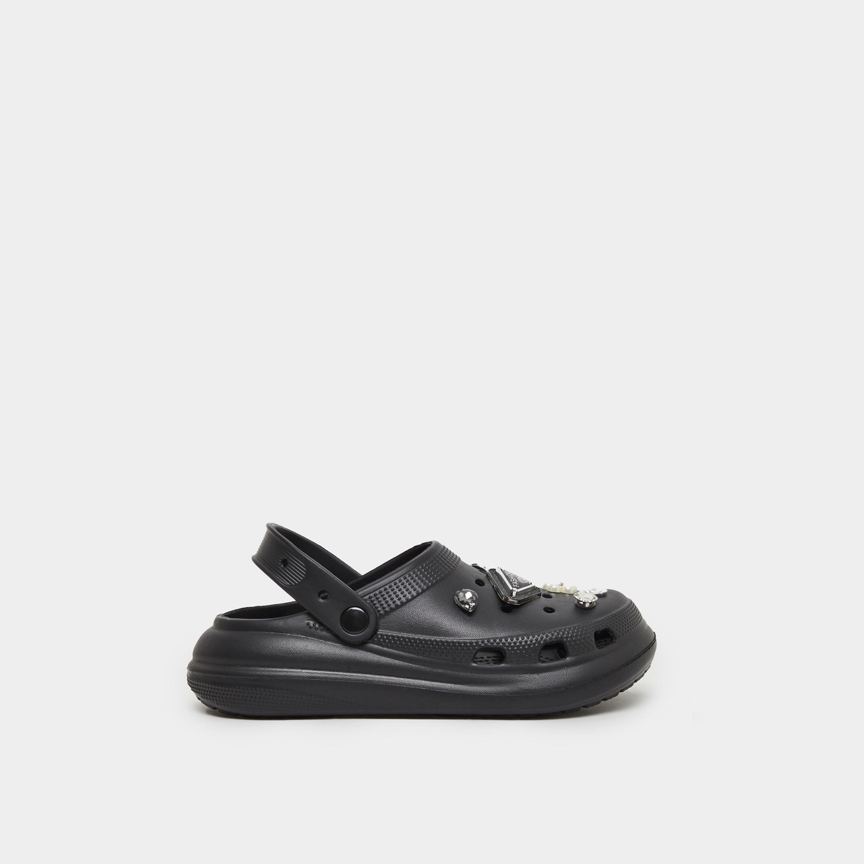 ستايلي - حذاء أسود مزخرف بمقدمة مستديرة للنساء-women-shoes-flats-slides-image-2